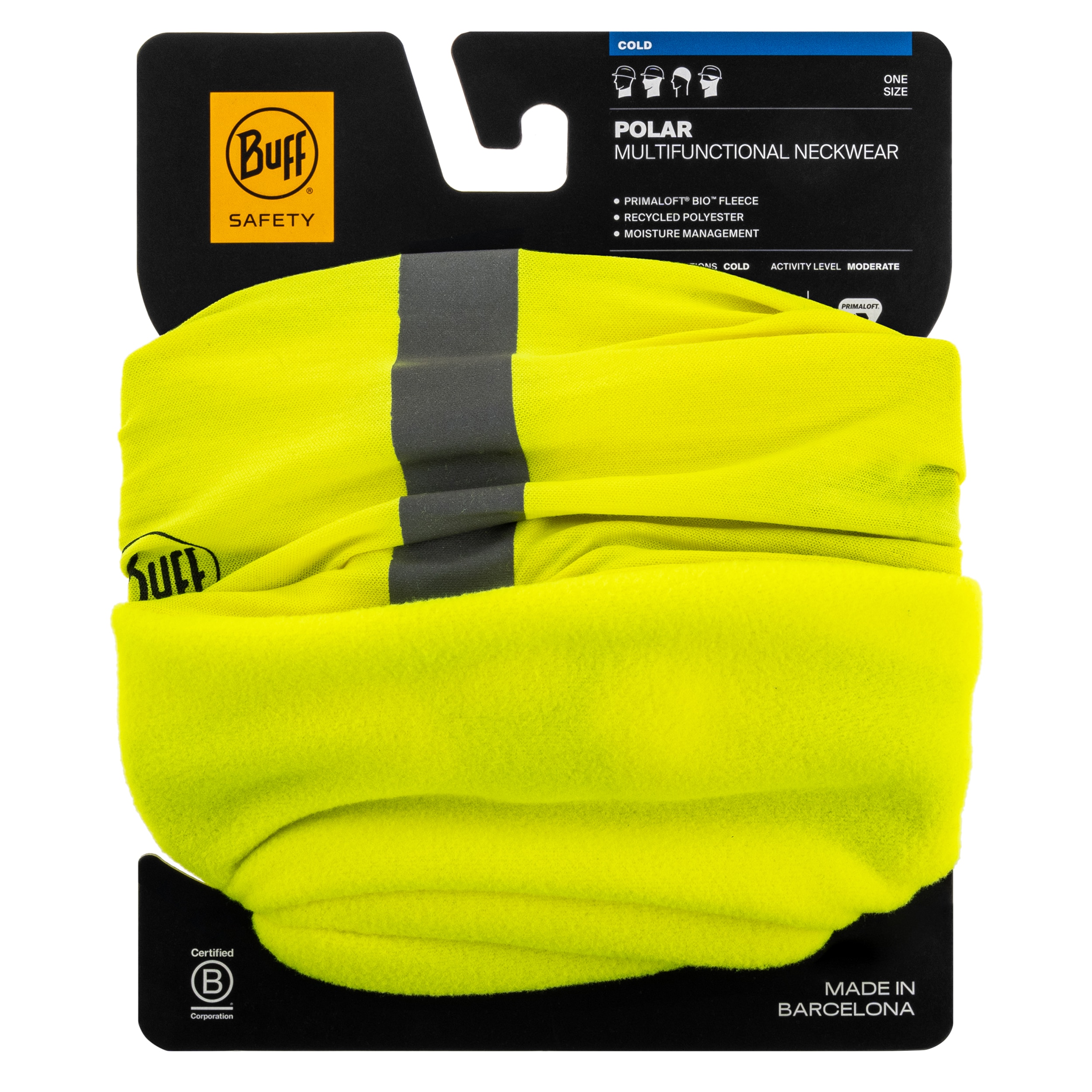 Bandana tubolare protettiva Buff Safety Polar Neckwear - Reflective Yellow Fluor
