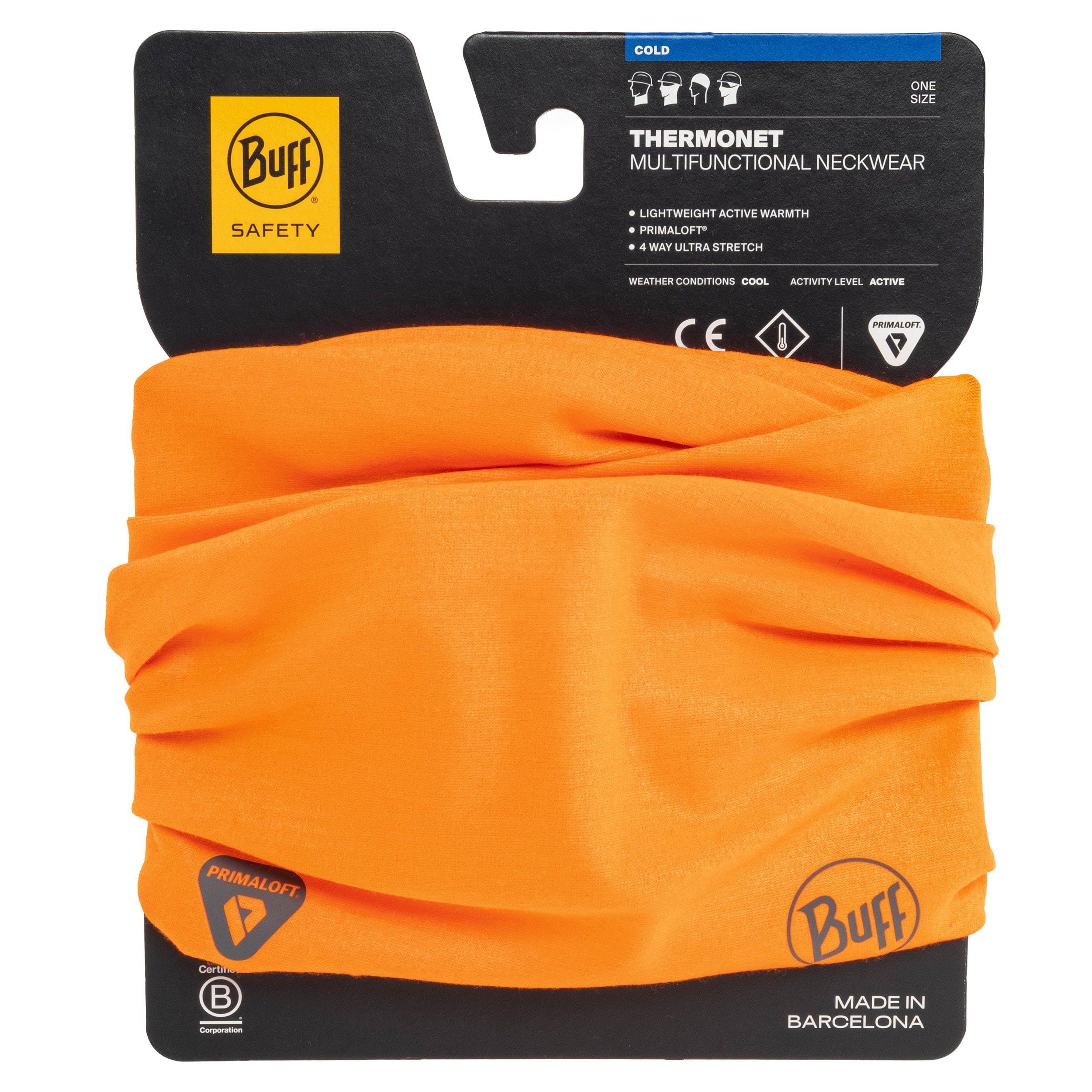 Bandana tubolare protettiva Buff Safety Thermonet Neckwear - Solid Orange Fluor