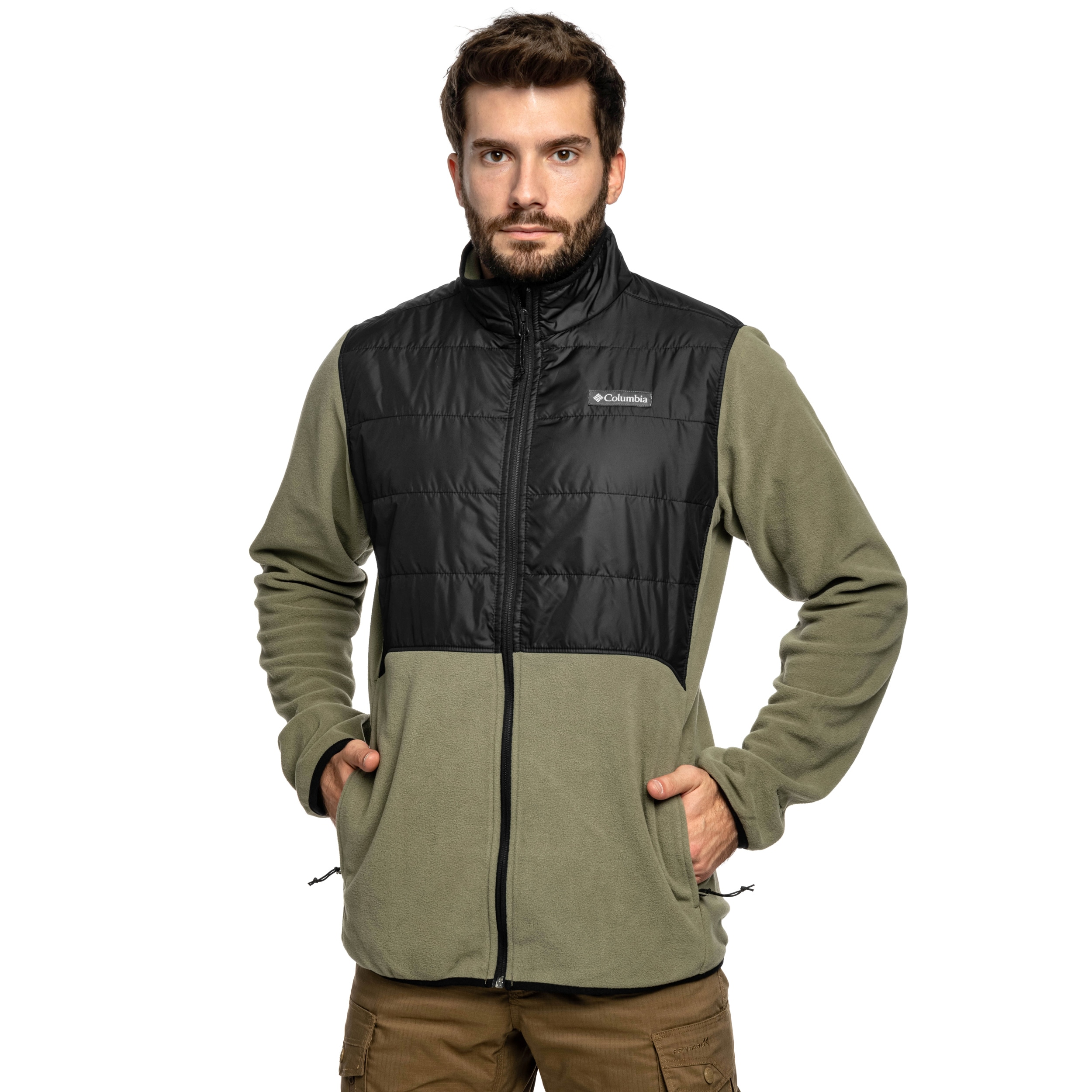 Pile Columbia Basin Butte II Hybrid Fleece Jacket - Stone Green/Black