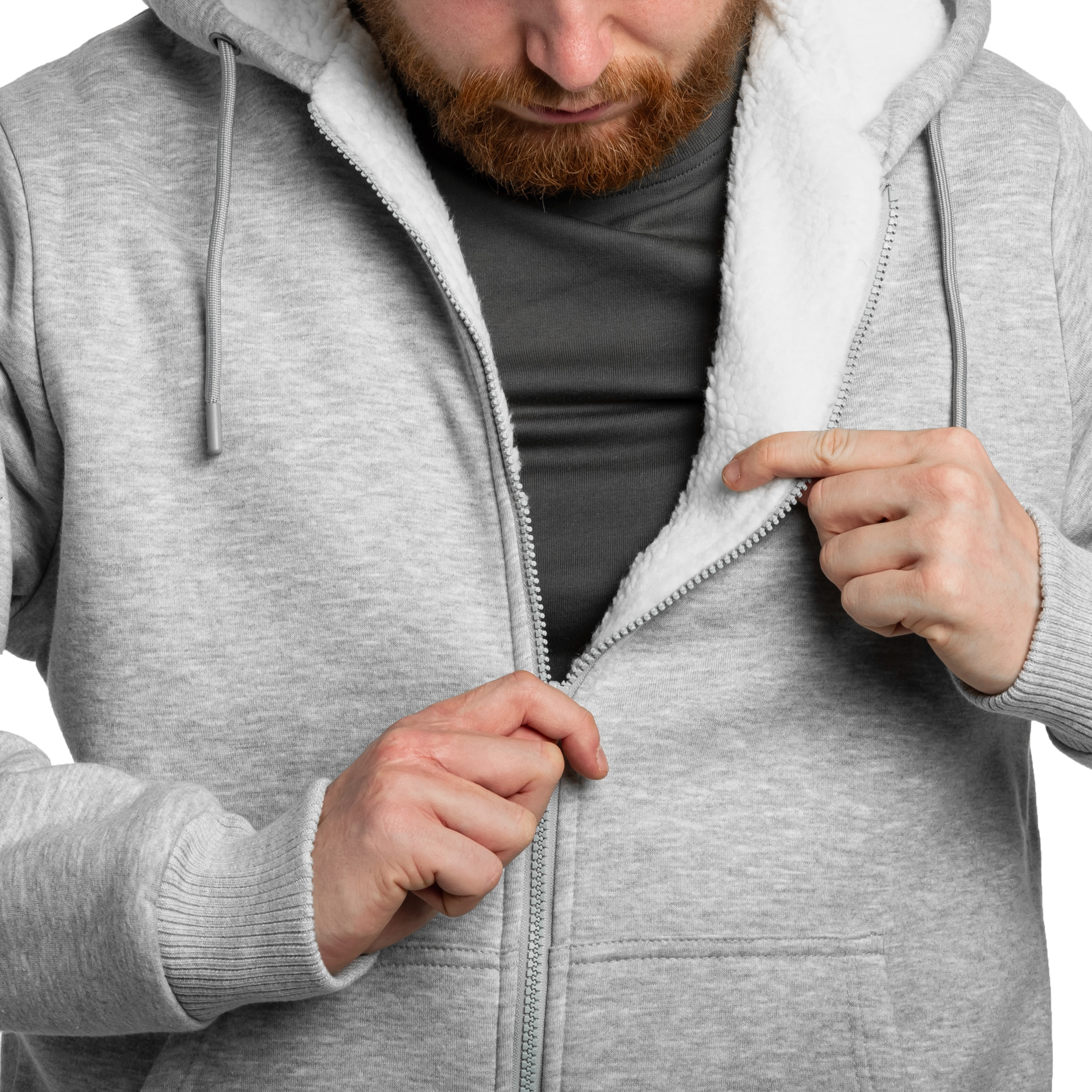 Felpa Brandit Sweatjacket Teddylining - Grey Melange
