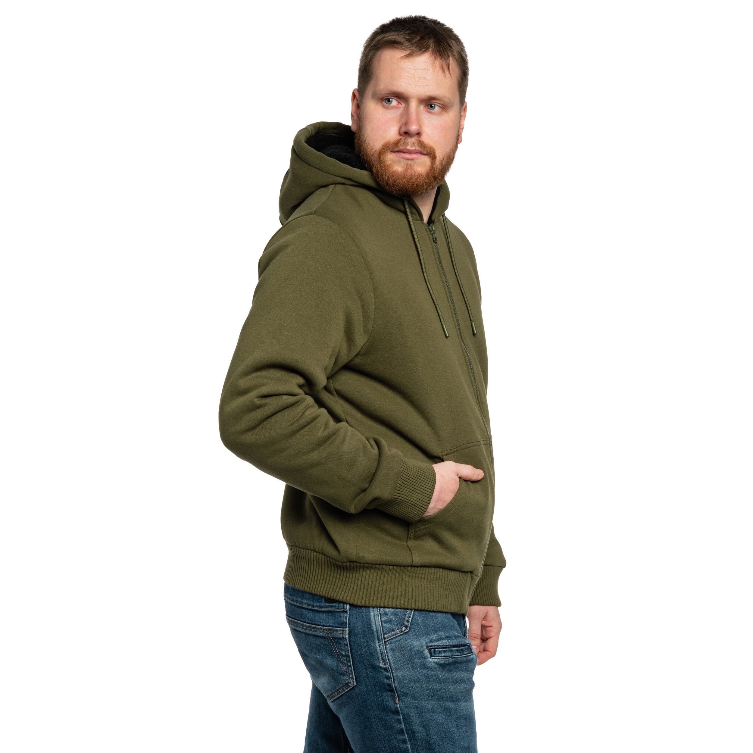 Felpa Brandit Sweatjacket Teddylining - Olive