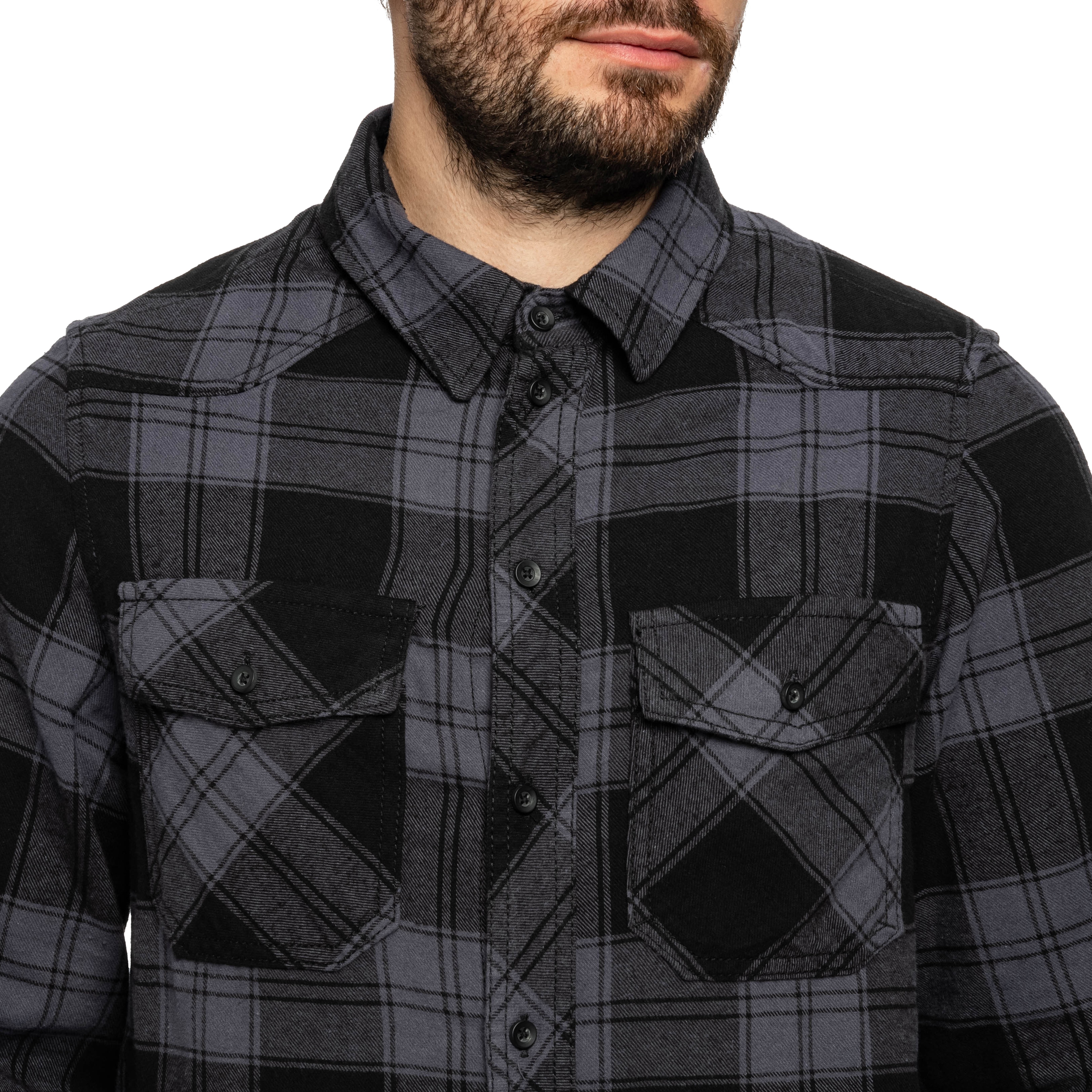 Camicia Brandit Check Shirt - Black/Steel Grey