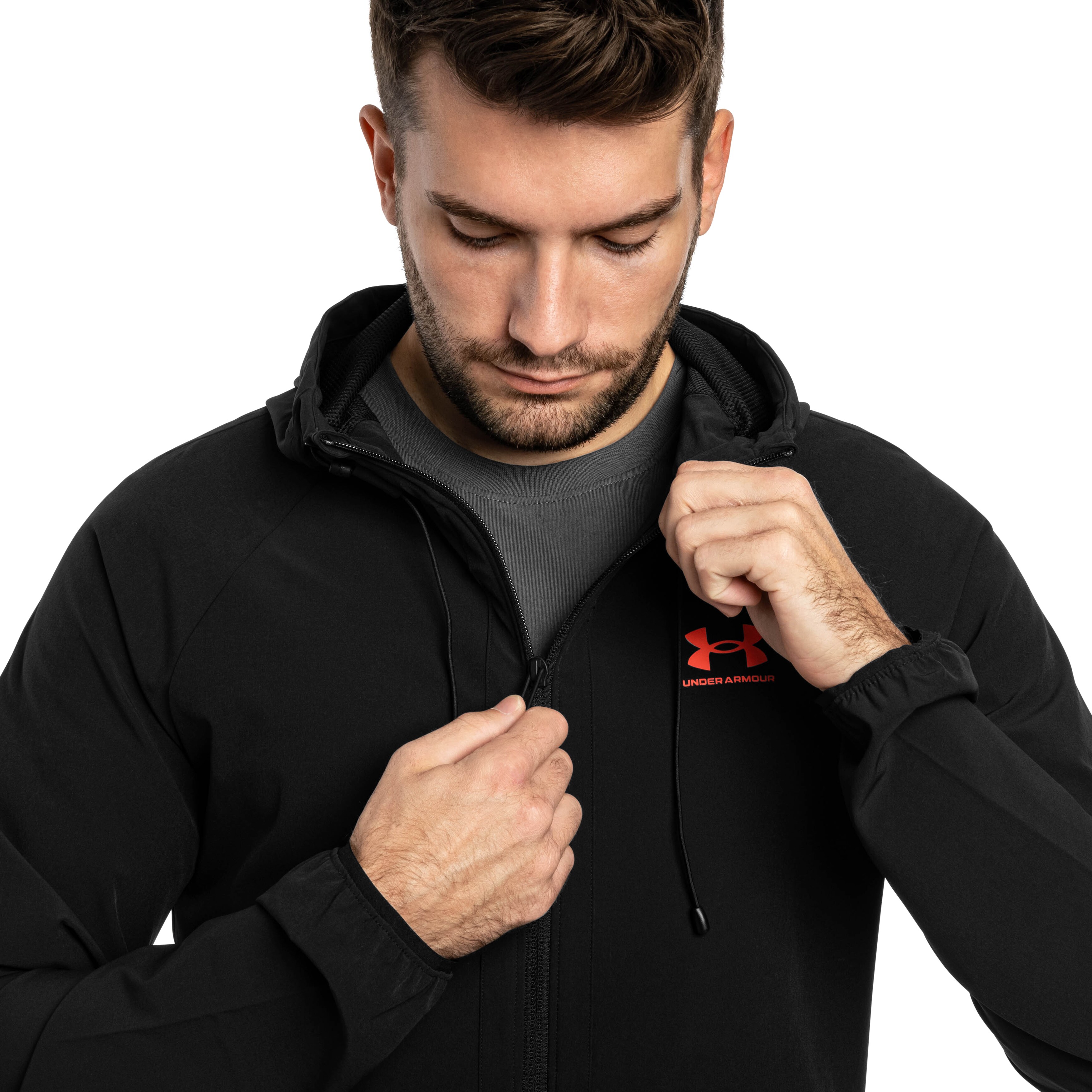 Giacca Under Armour UA Stretch Woven - Black/Racer Red