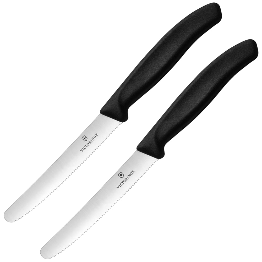 Coltello da cucina Victorinox Swiss Classic Black con lama seghettata e punta arrotondata 2 pezzi