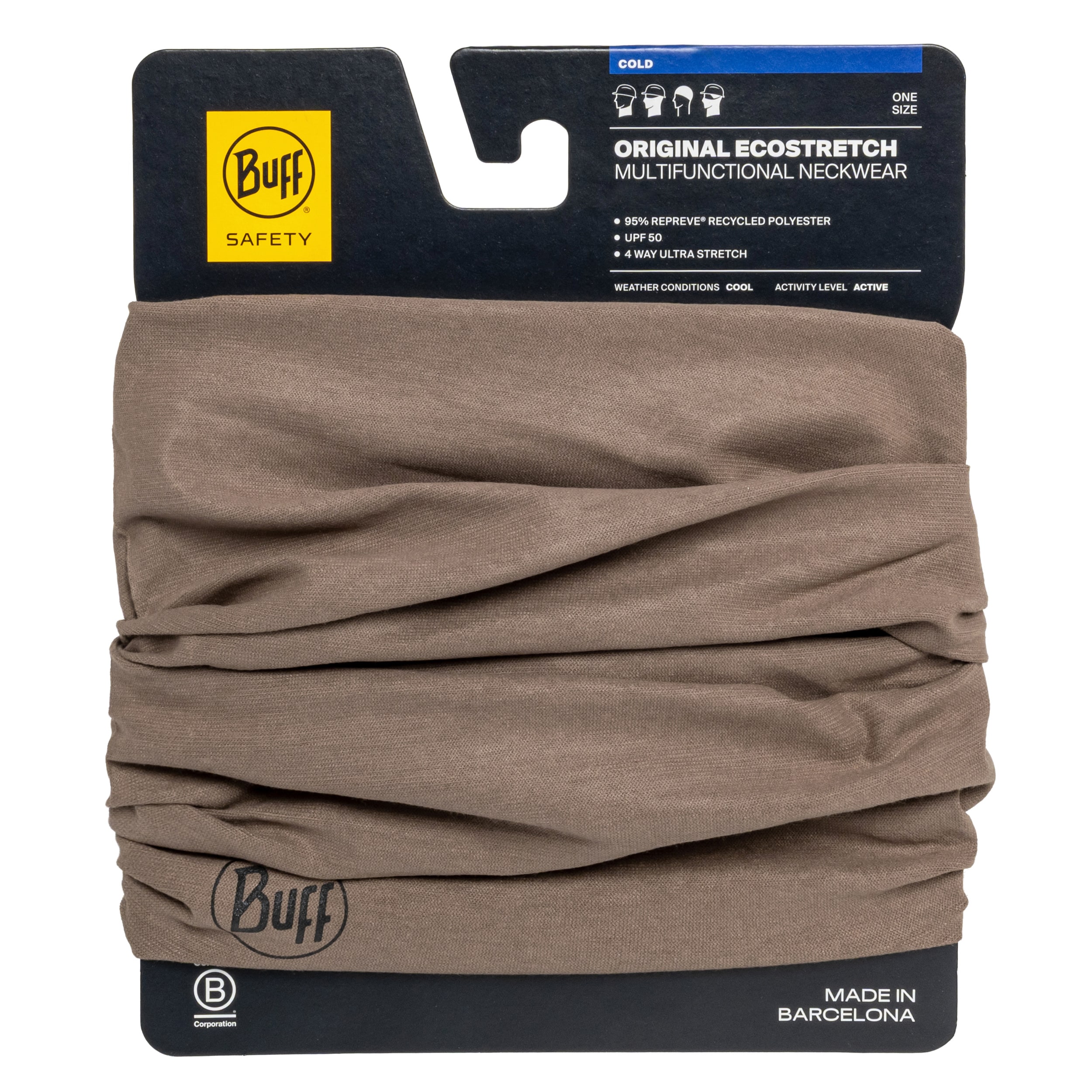 Bandana protettiva Buff Safety Original Ecostretch - Coyote Brown