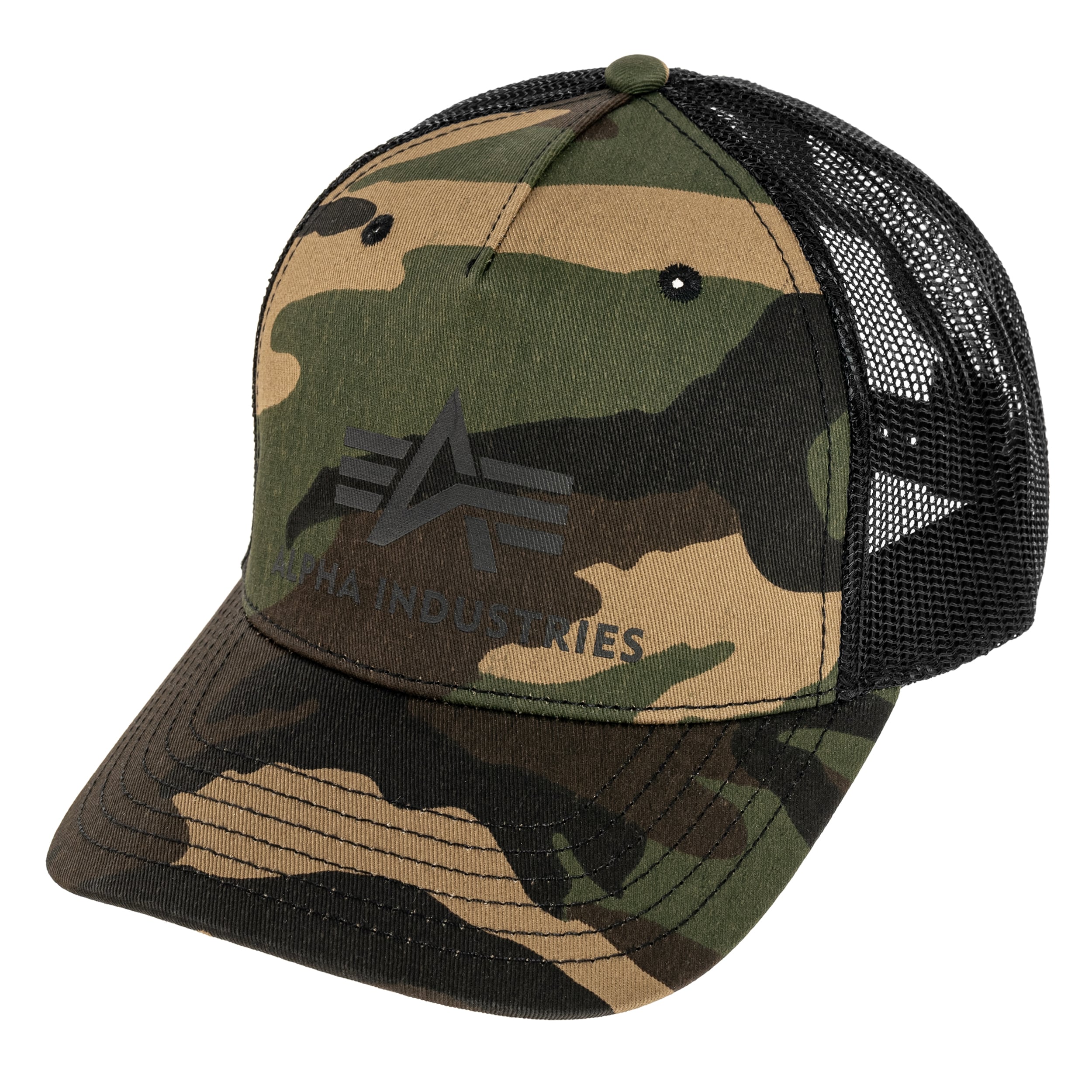 Cappellino con visiera Alpha Industries Basic Trucker Cap - Woodland Camo 65