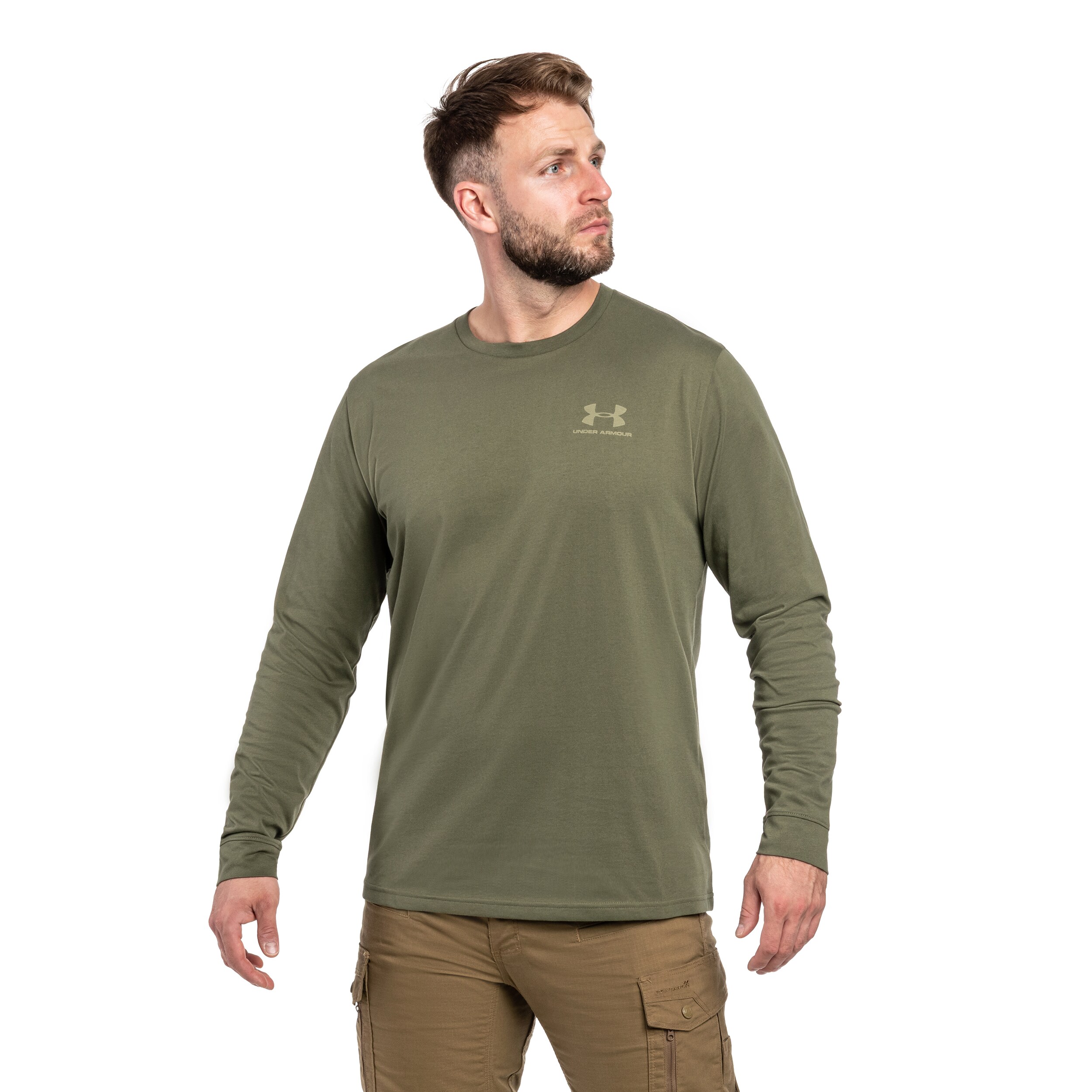 Maglia termica Under Armour Left Chest Manica lunga - Marine OD Green/Field Khaki