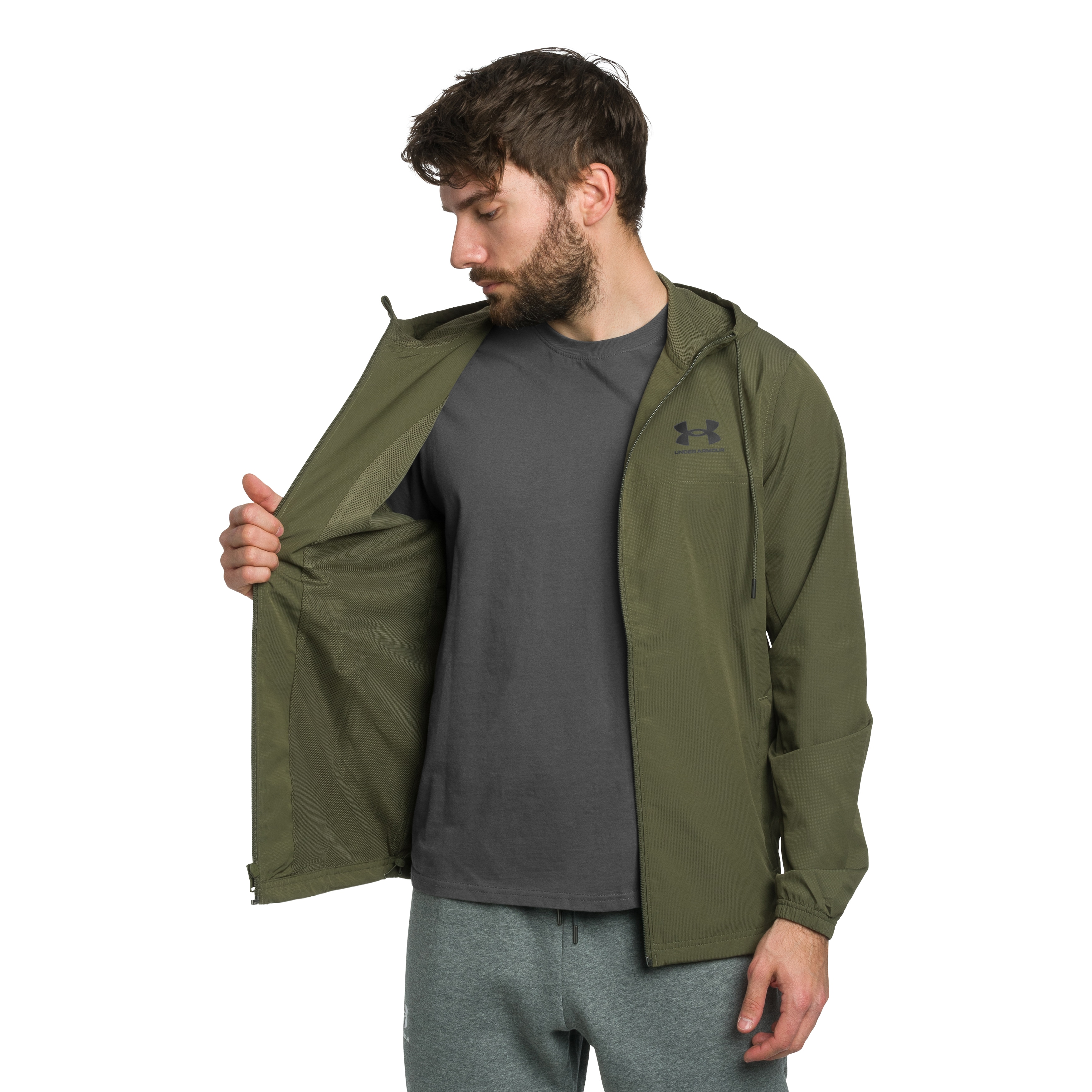 Giacca Under Armour UA Rival Woven - OD Green/Black