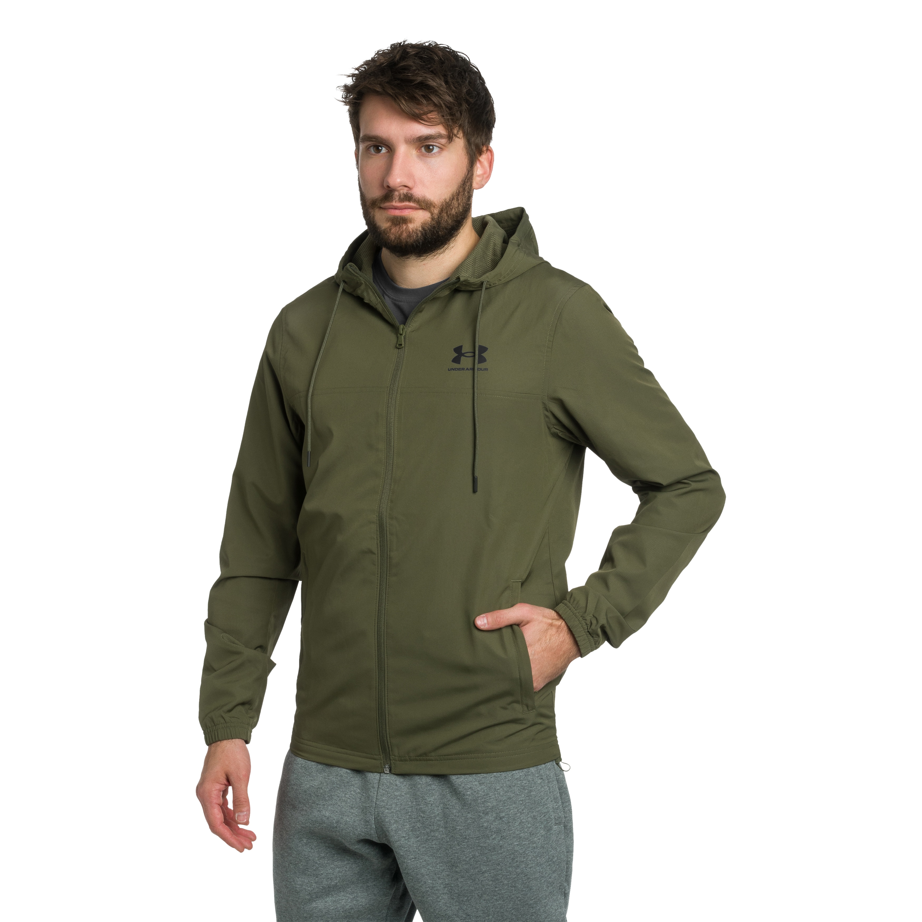 Giacca Under Armour UA Rival Woven - OD Green/Black