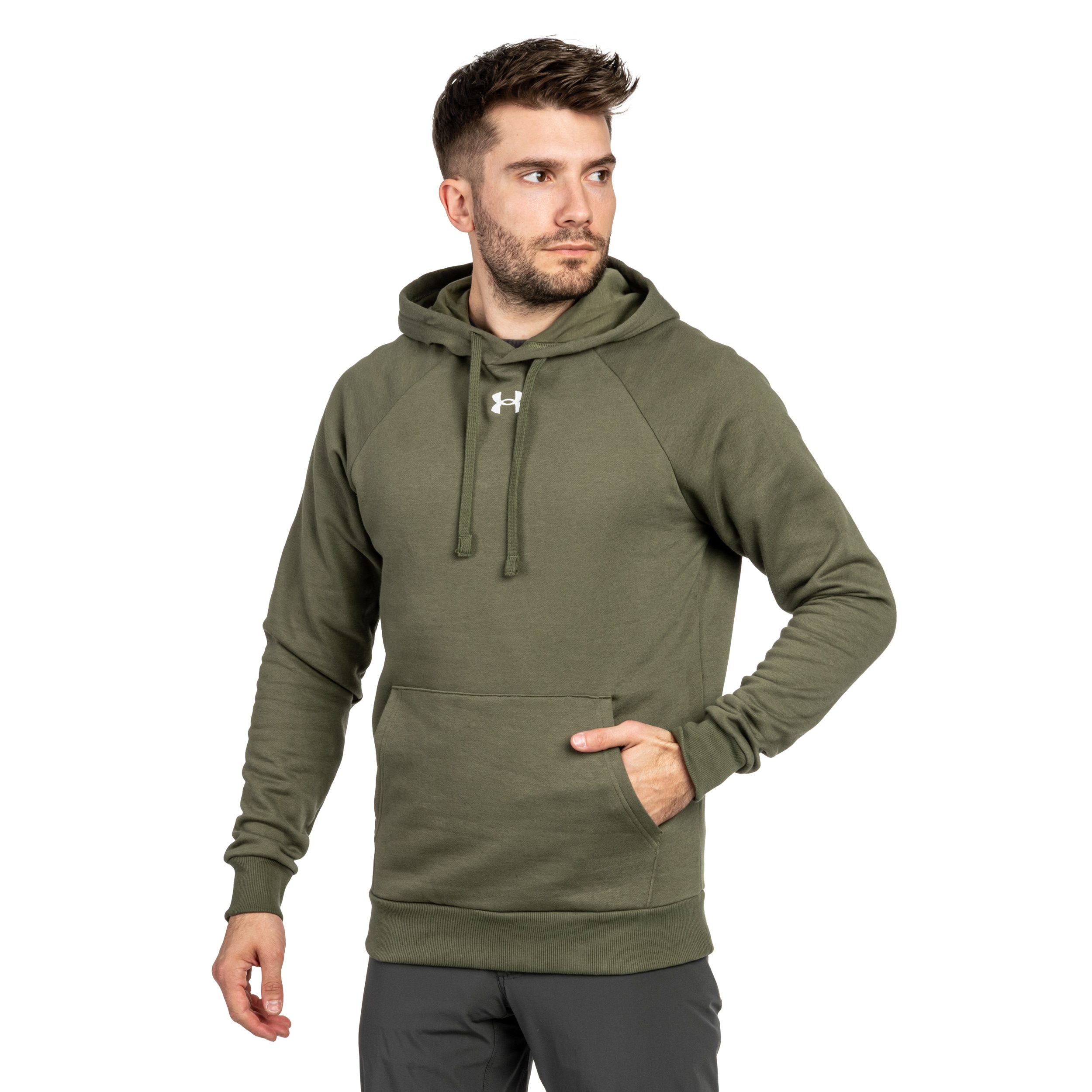 Felpa Under Armour Rival Fleece - Marine OD Green/White