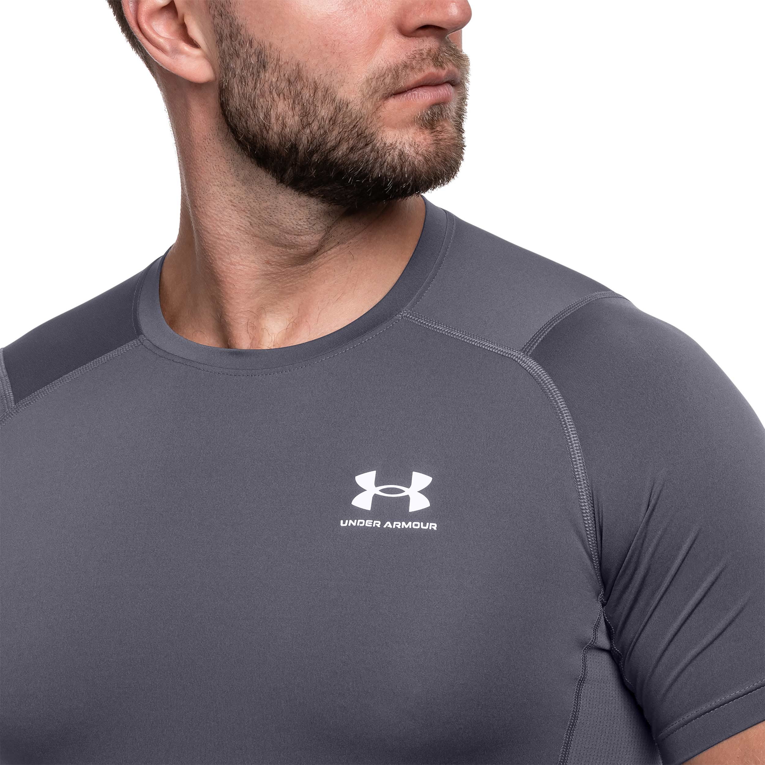 Maglia termica Under Armour Compressed HeatGear - Castlerock/White