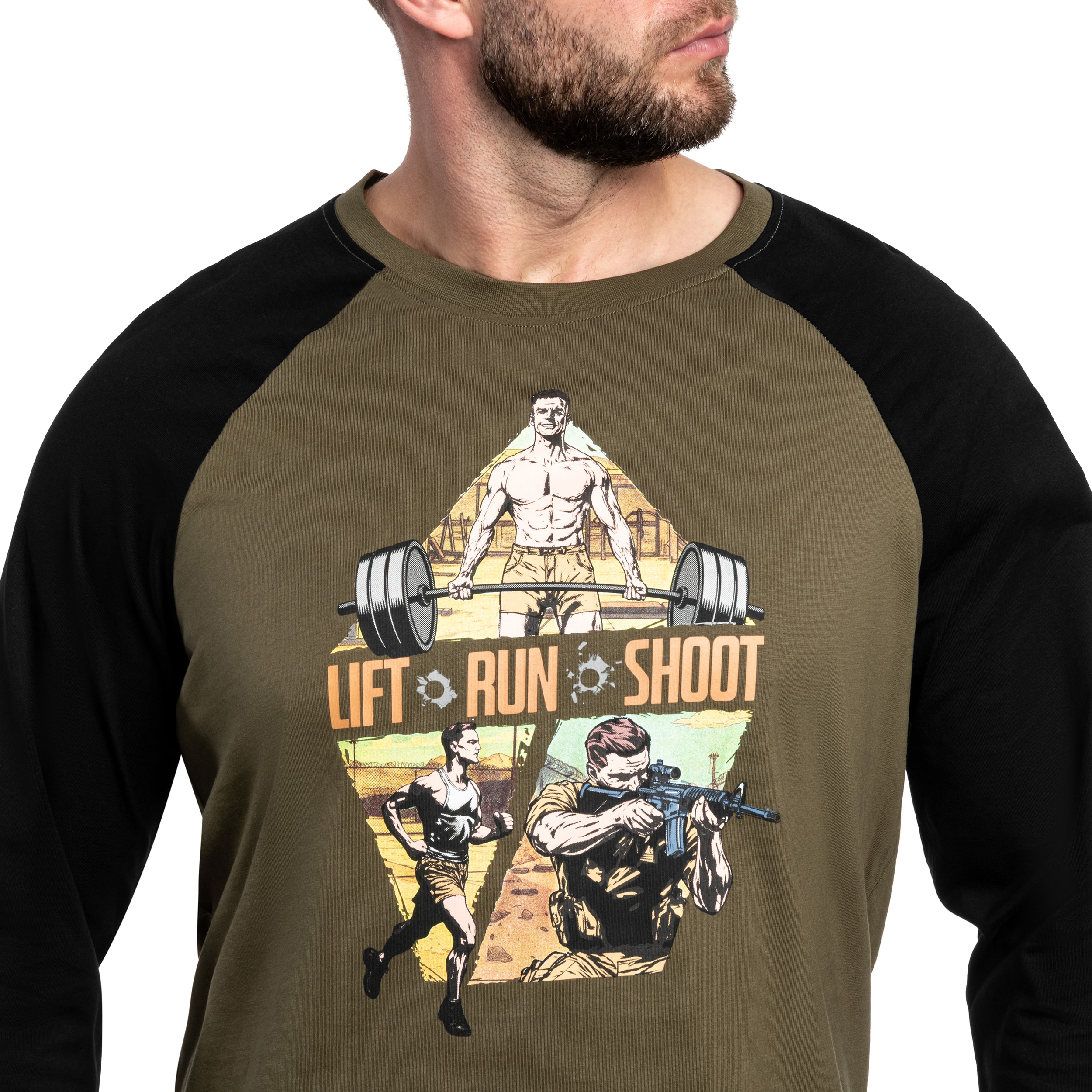 Maglia a maniche lunghe Helikon-Tex Lift, Run, Shoot - Olive Green/Black