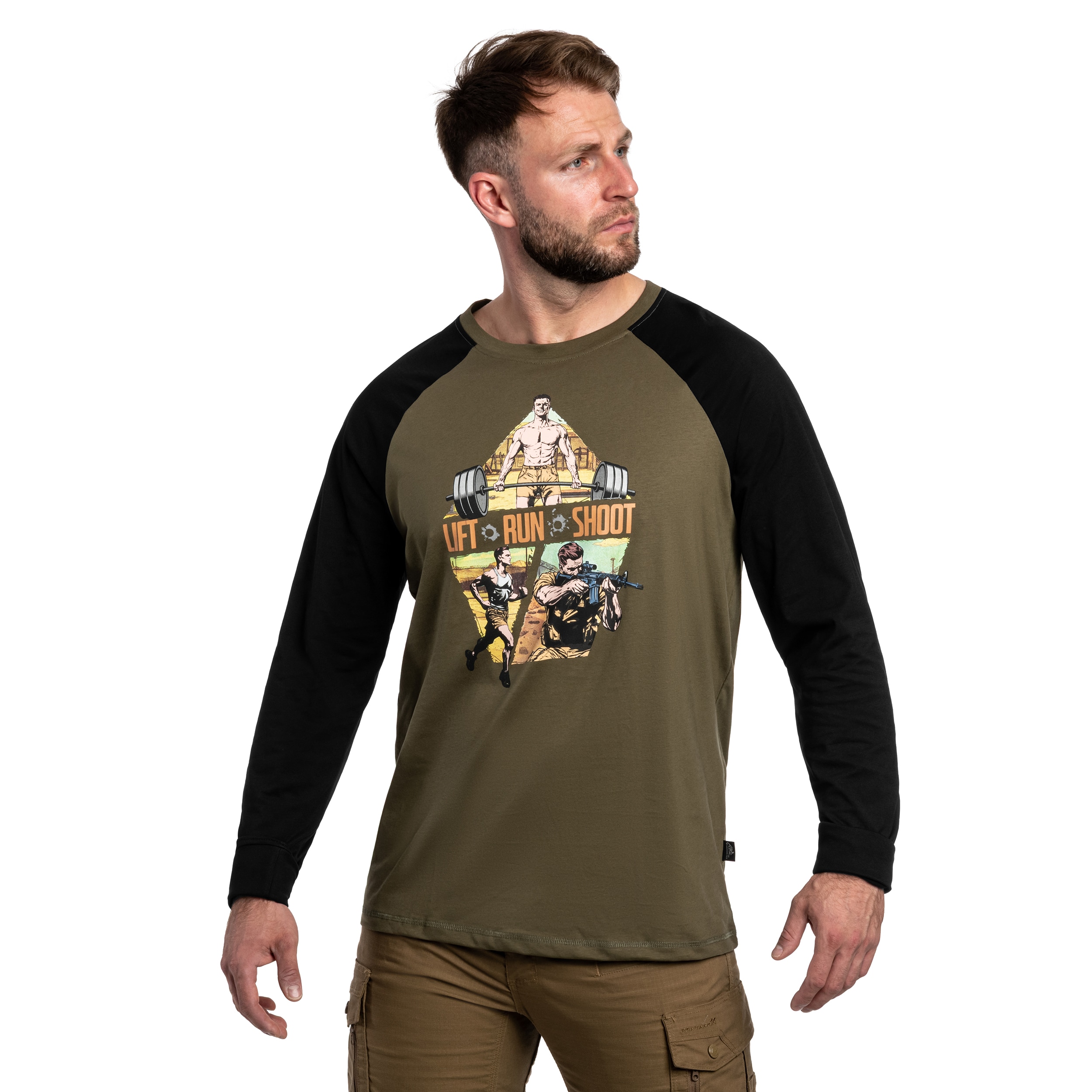 Maglia a maniche lunghe Helikon-Tex Lift, Run, Shoot - Olive Green/Black