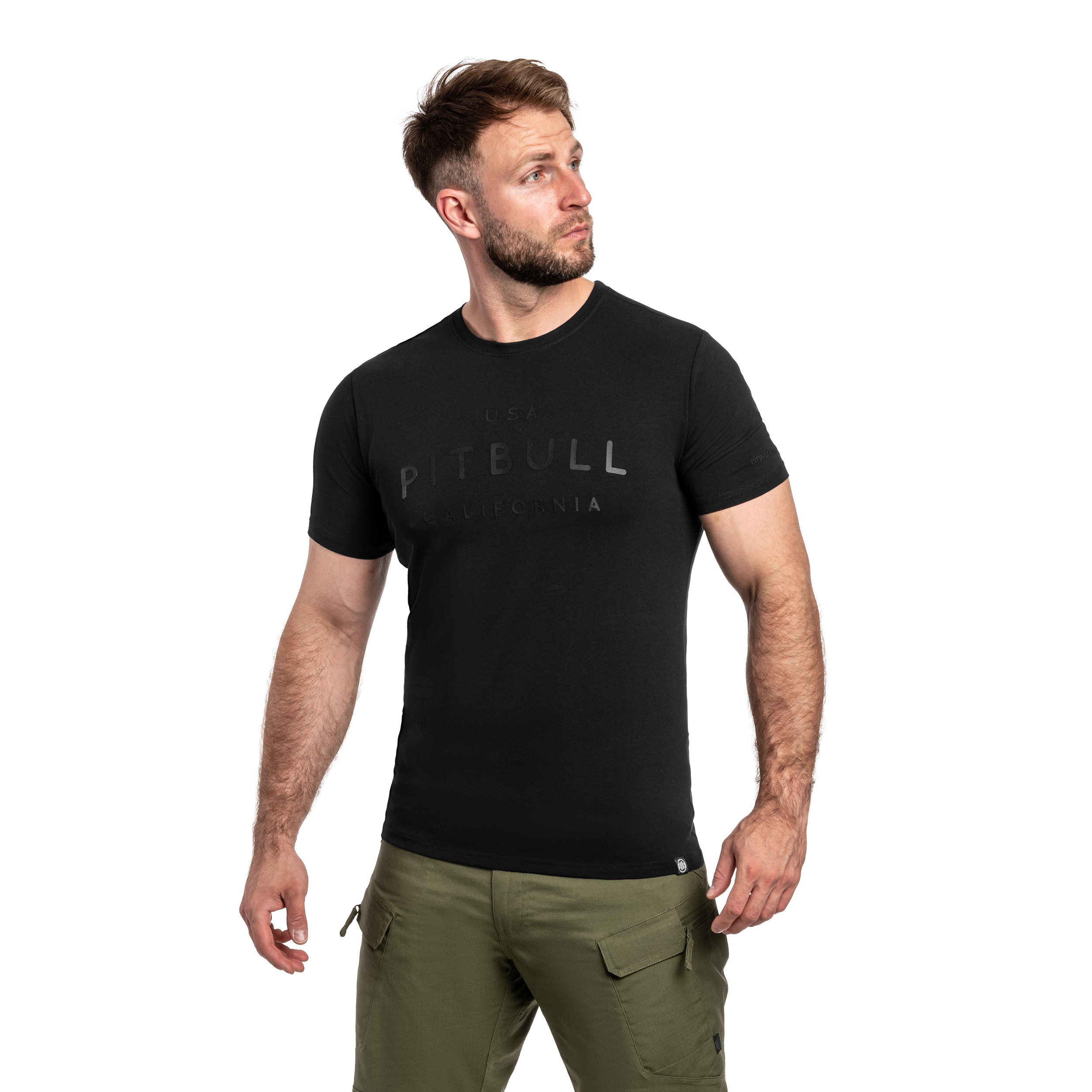 T-shirt Pitbull Slim Fit USA Cal - Black