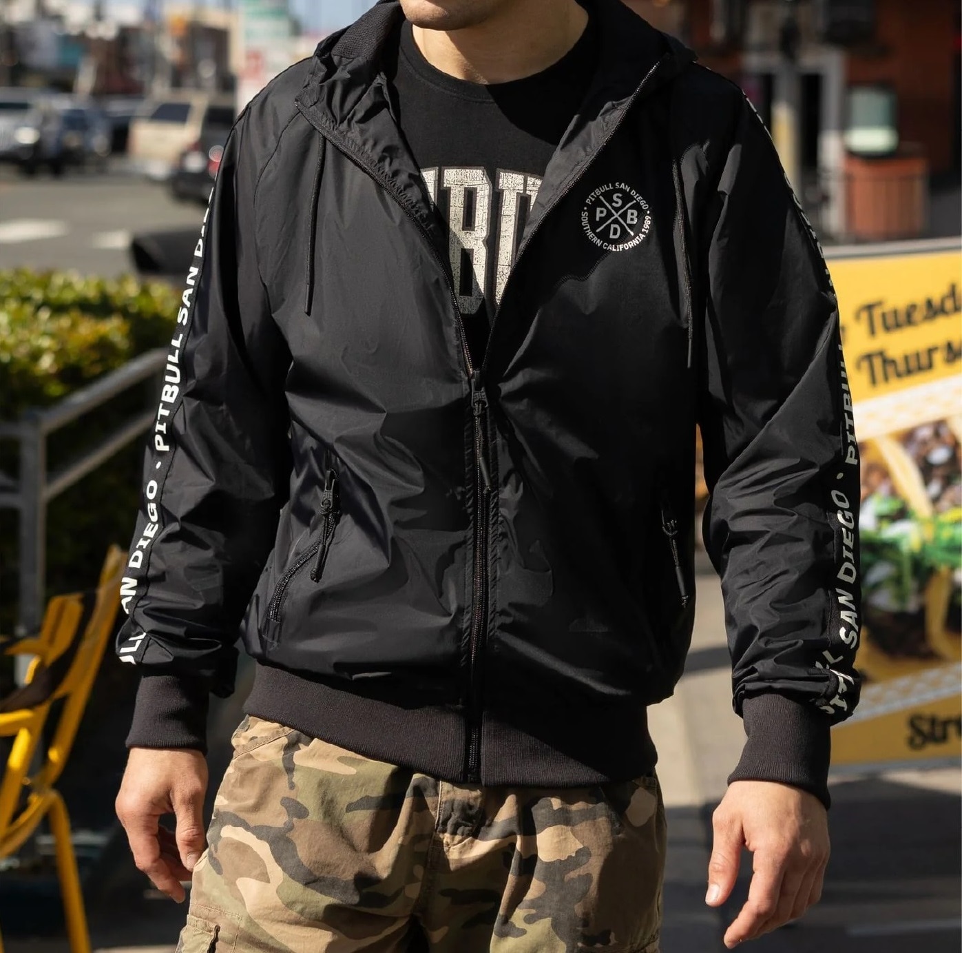 Giacca Pitbull Athletic Tape Hooded - Black