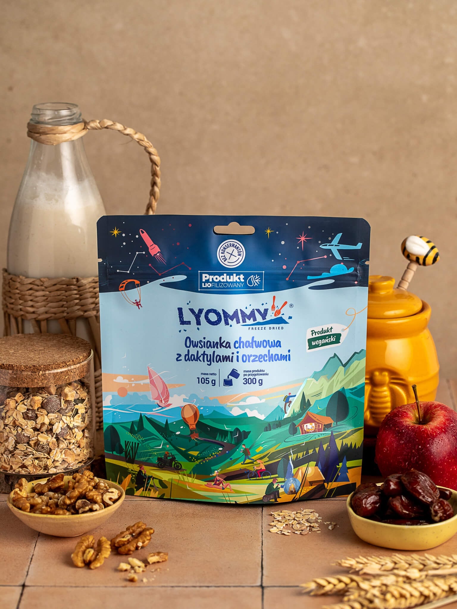 Cibo liofilizzato Lyommy Porridge al gusto halva con datteri e noci 105 g/471 kcal
