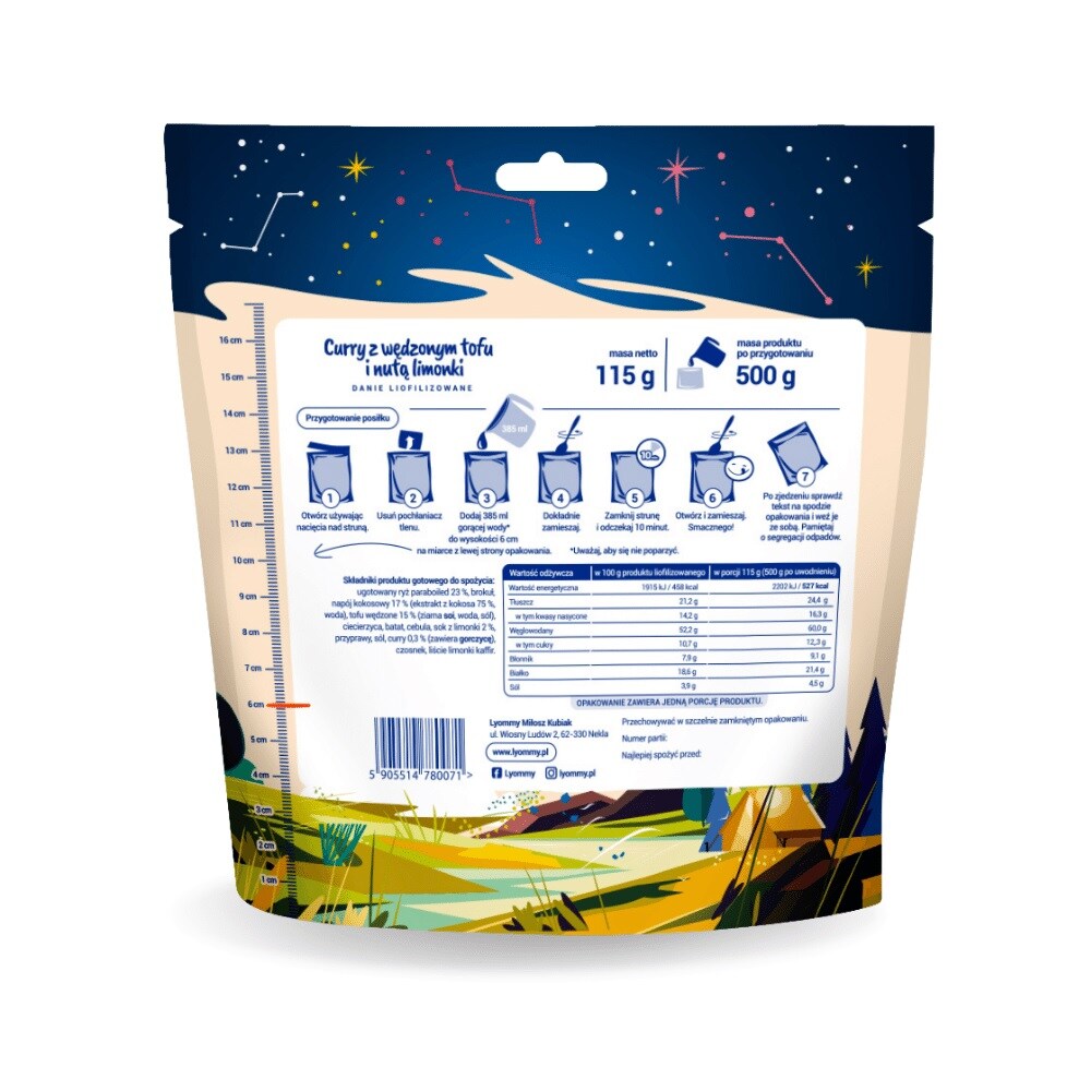 Pasto liofilizzato Lyommy Curry con tofu affumicato e lime 115 g/527 kcal