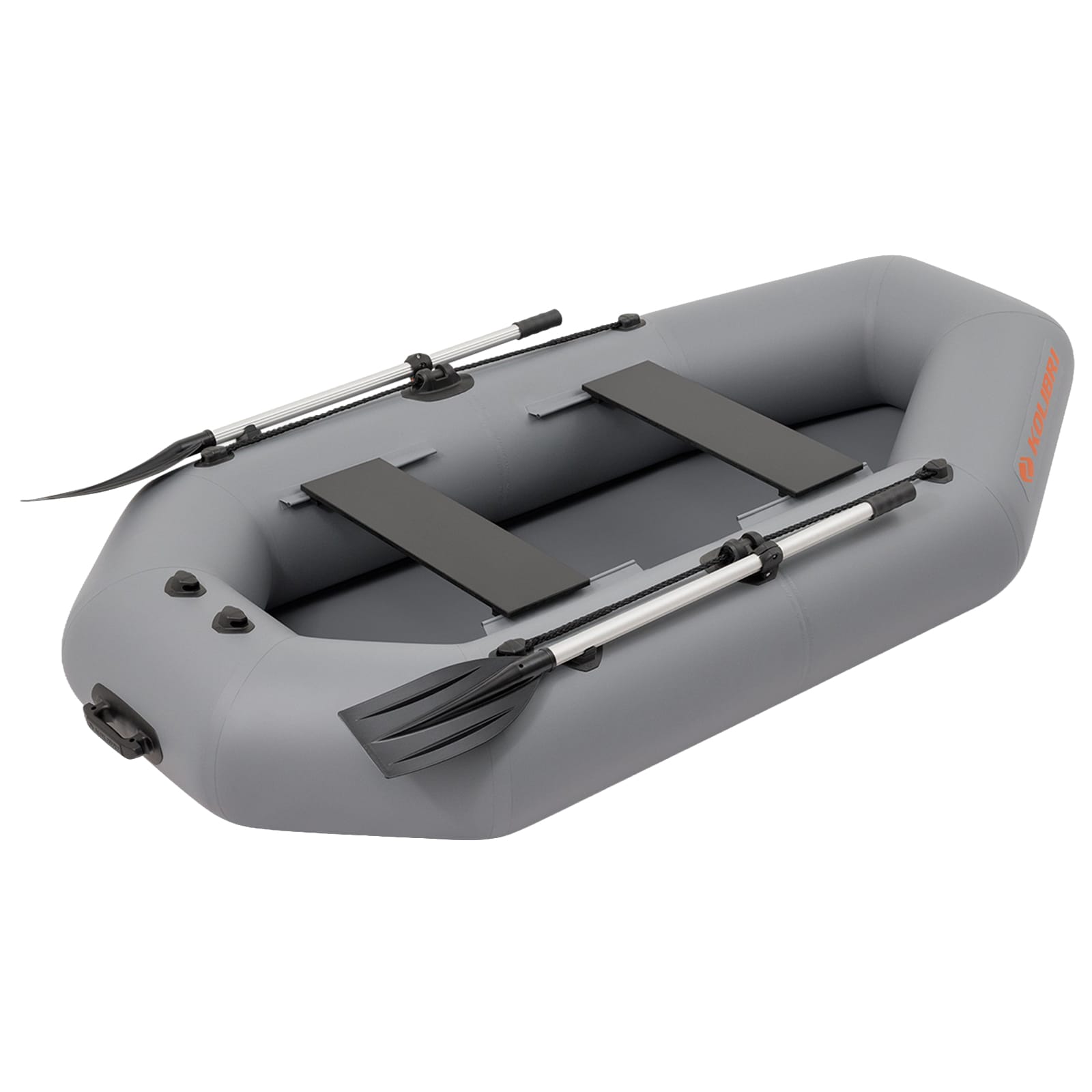 Gommone Kolibri K-240TL con pagliolato arrotolabile, striscia paraurti e specchio per motore - Dark Grey