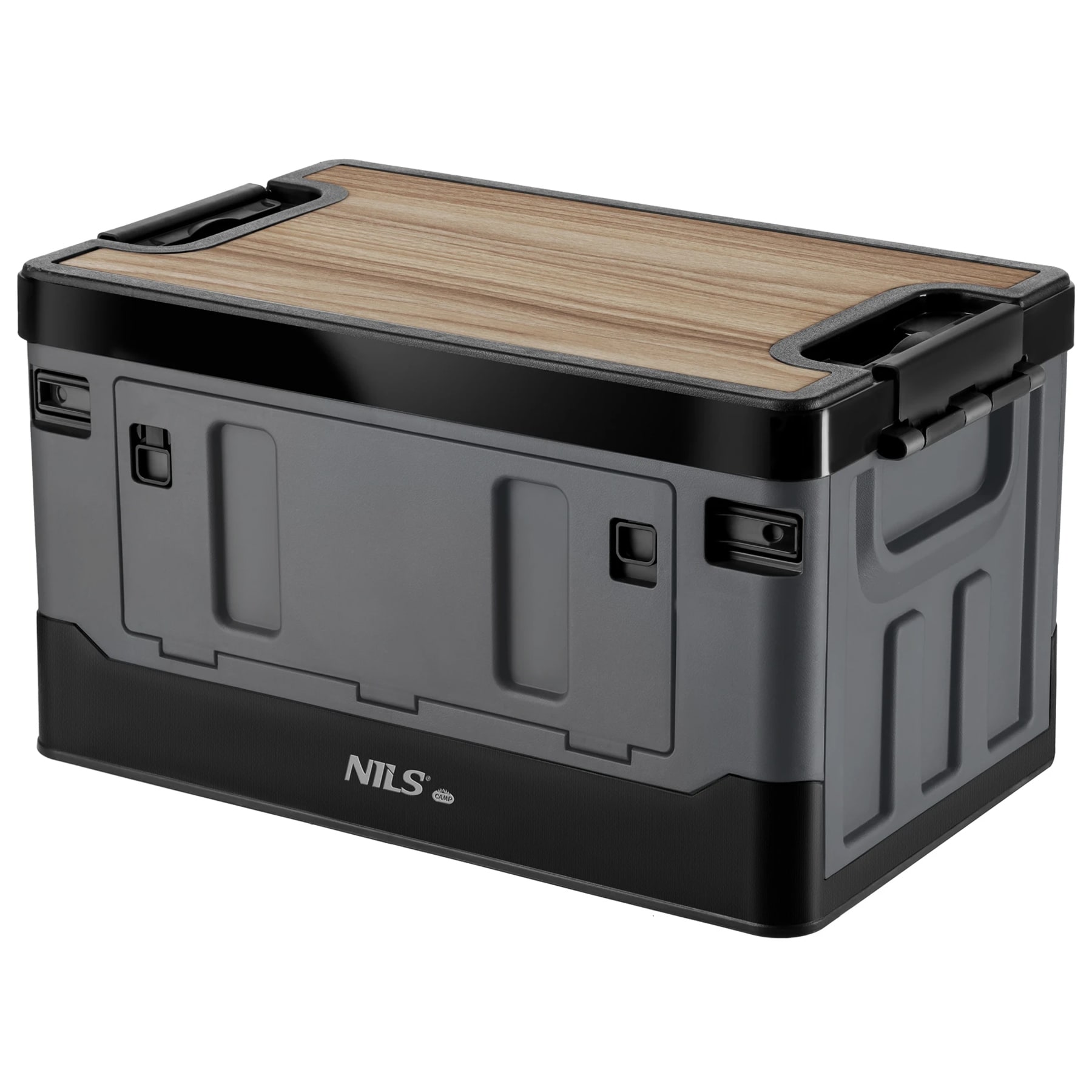 Cassa da trasporto Nils Camp NCB4601 38 l con piano in legno - Grey
