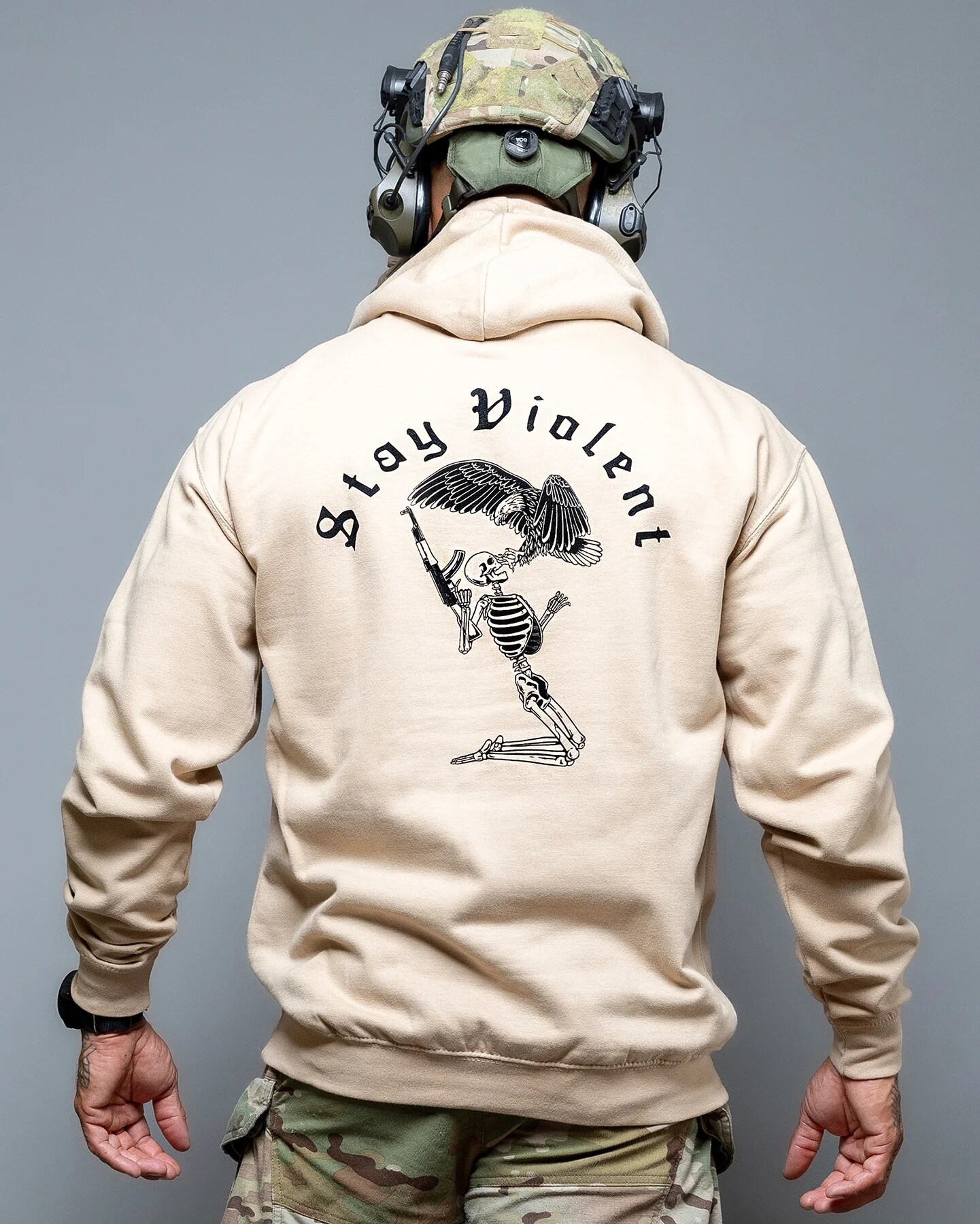Felpa con cappuccio Brothers in Arms Stay Violent Hoodie - Sand