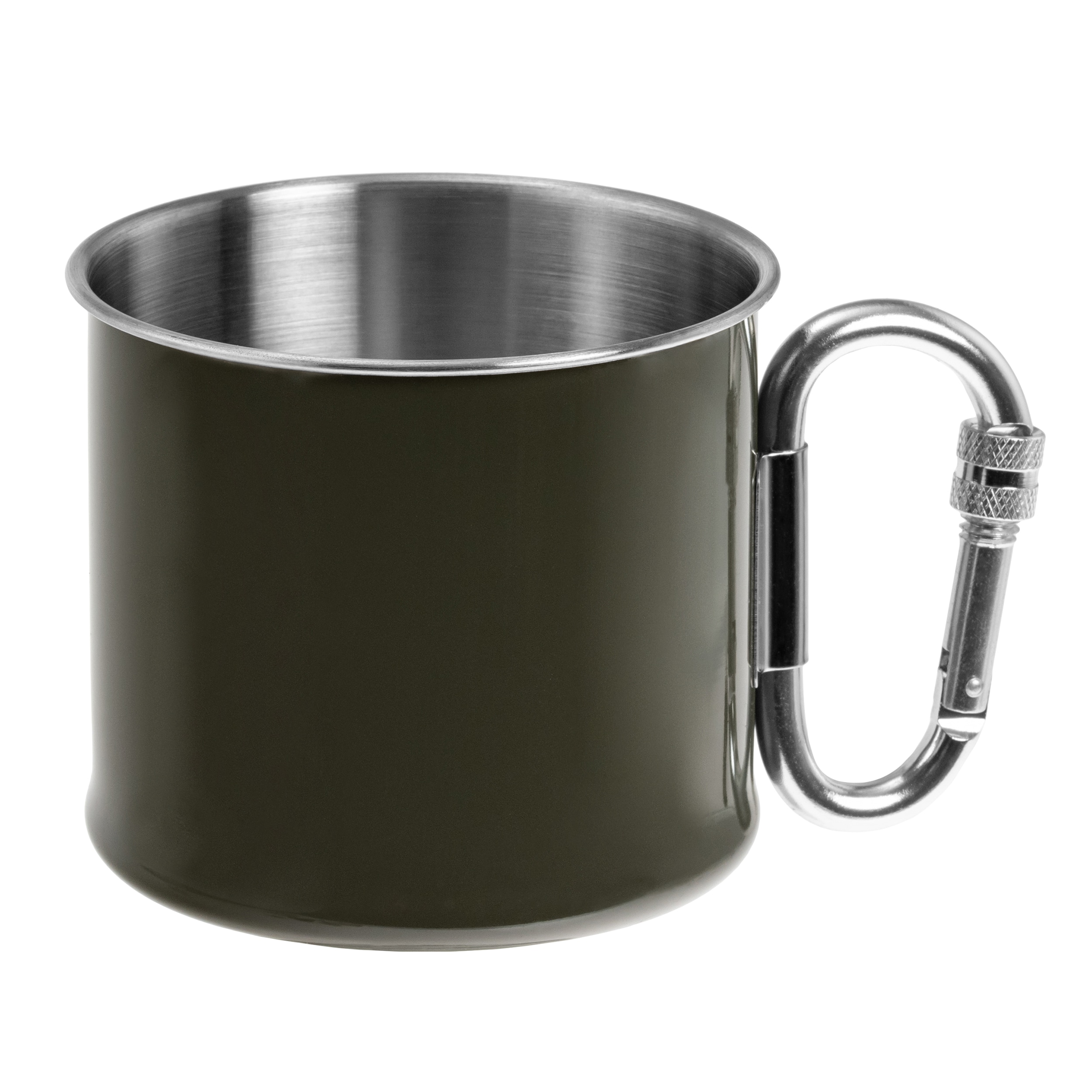 Tazza in acciaio Mil-Tec con moschettone 500 ml - Olive