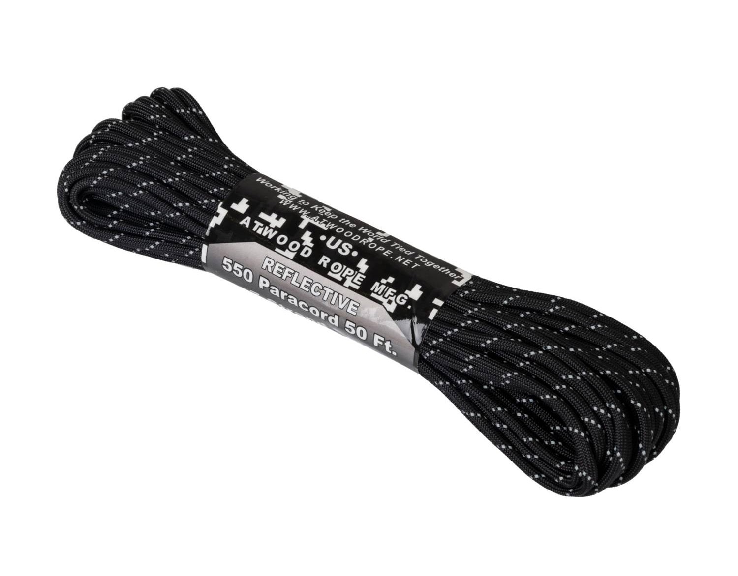 Cordino Atwood Rope MFG 550 Paracord Riflettente 15 m - Nero