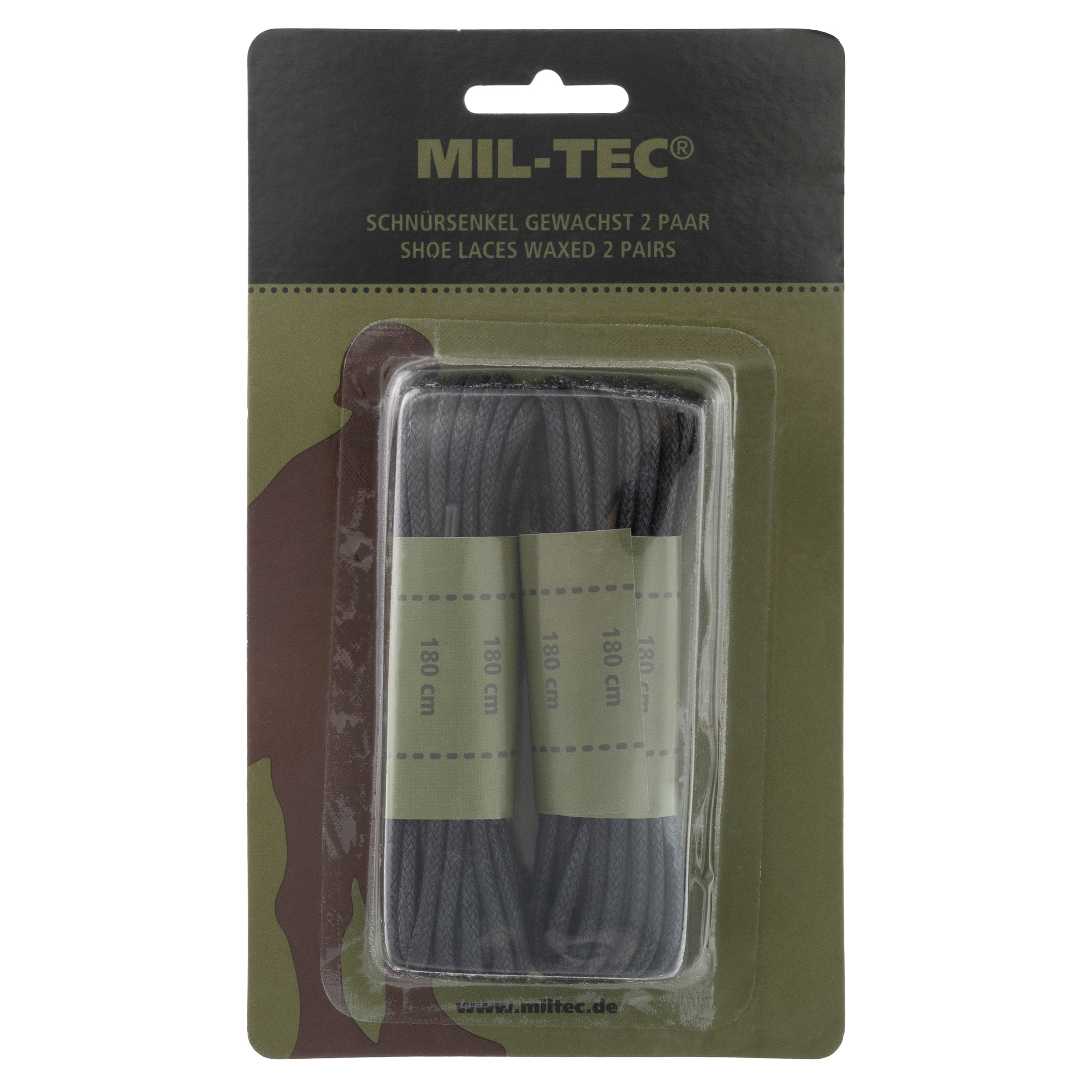 Lacci Mil-Tec cerati 180 cm - Black, 2 paia