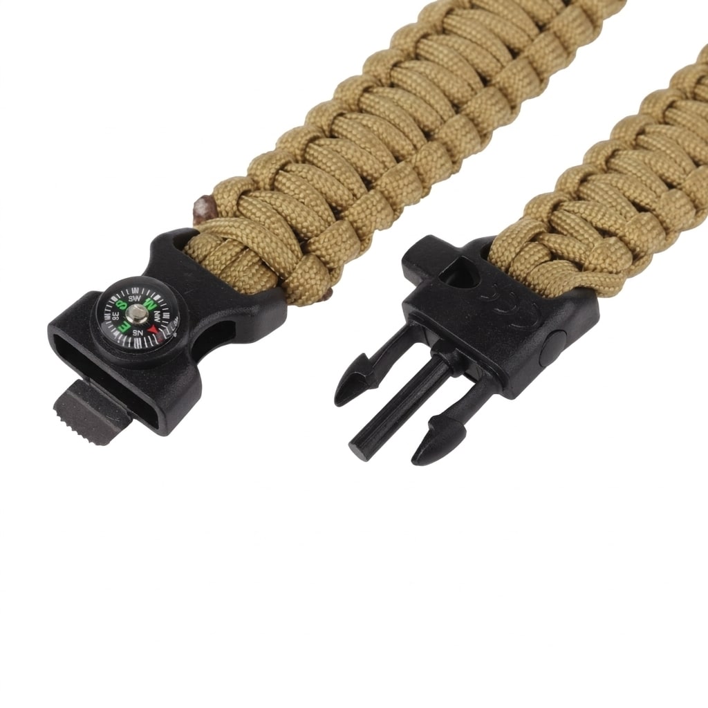 Braccialetto Paracord con bussola 8'' - Coyote