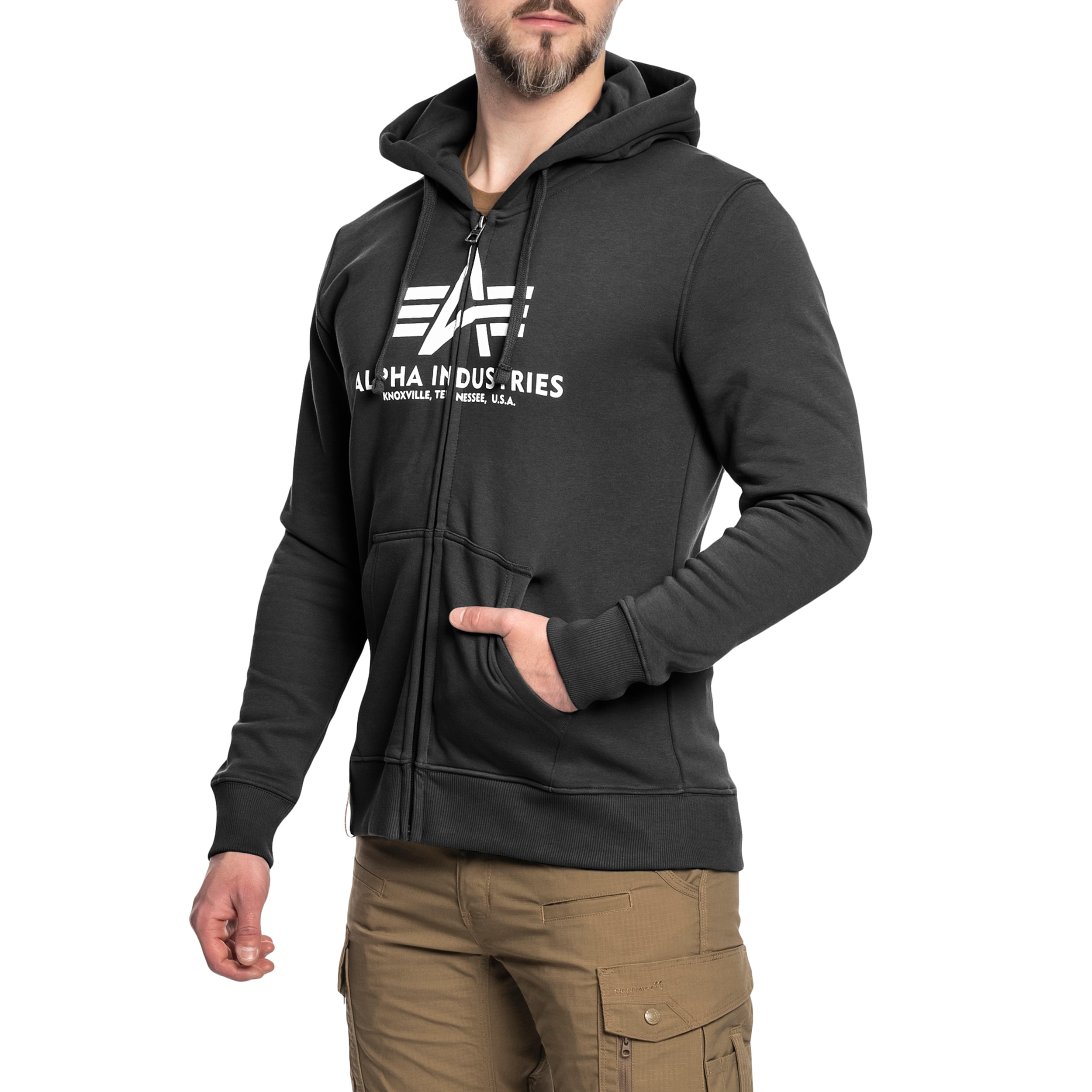 Felpa con zip Alpha Industries Basic Zip Hoody - Black