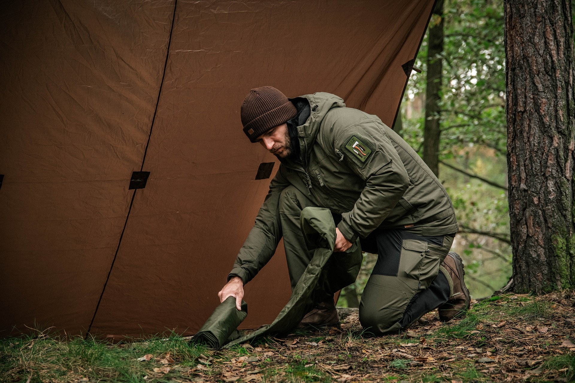 Pantaloni Helikon-Tex Hybrid Outback DuraCanvas - Taiga Green/Black