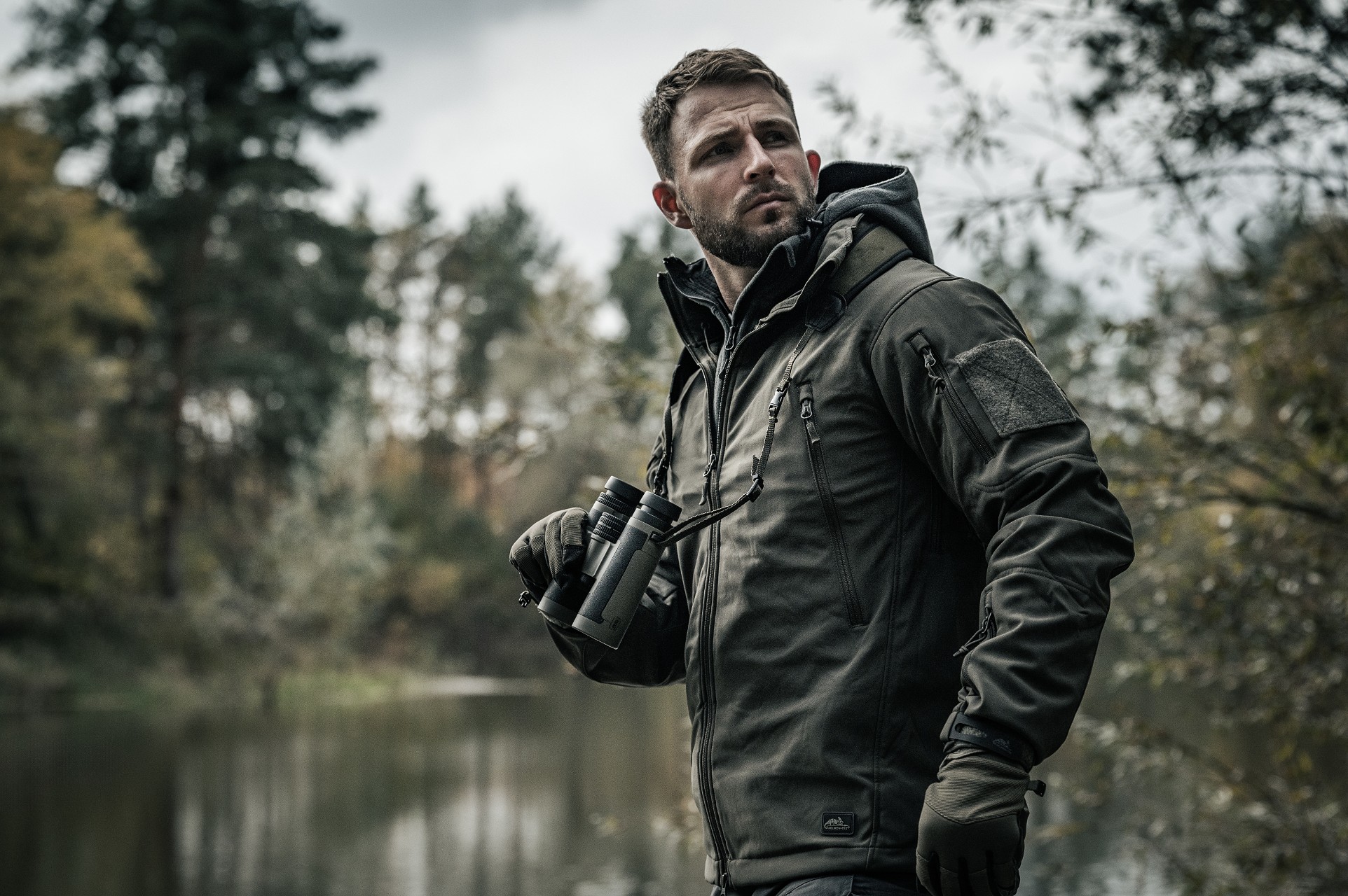 Giacca Helikon-Tex Gunfighter Softshell Shark Skin Windblocker - Taiga Green