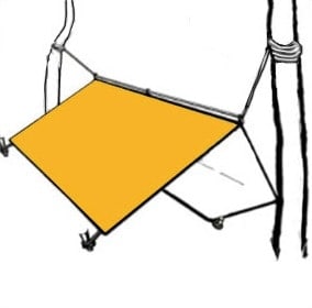 Schema di montaggio del tarp in configurazione B a pavimento