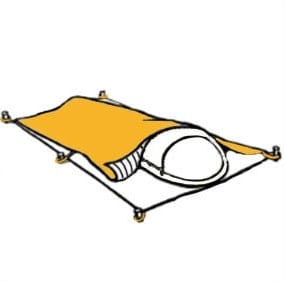 Schema di montaggio del tarp in configurazione E a busta