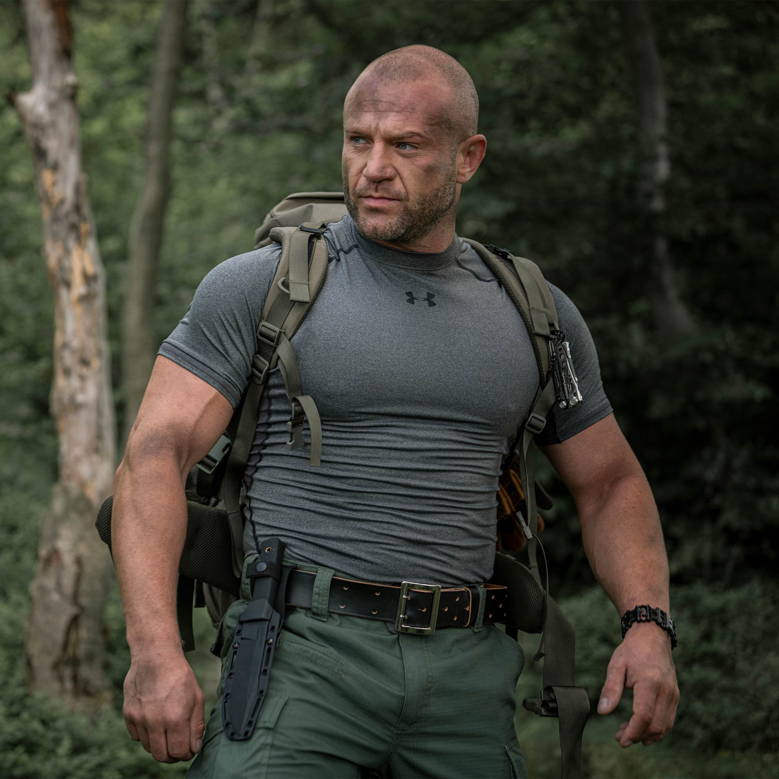 Curea de ofițer din piele - Neagră