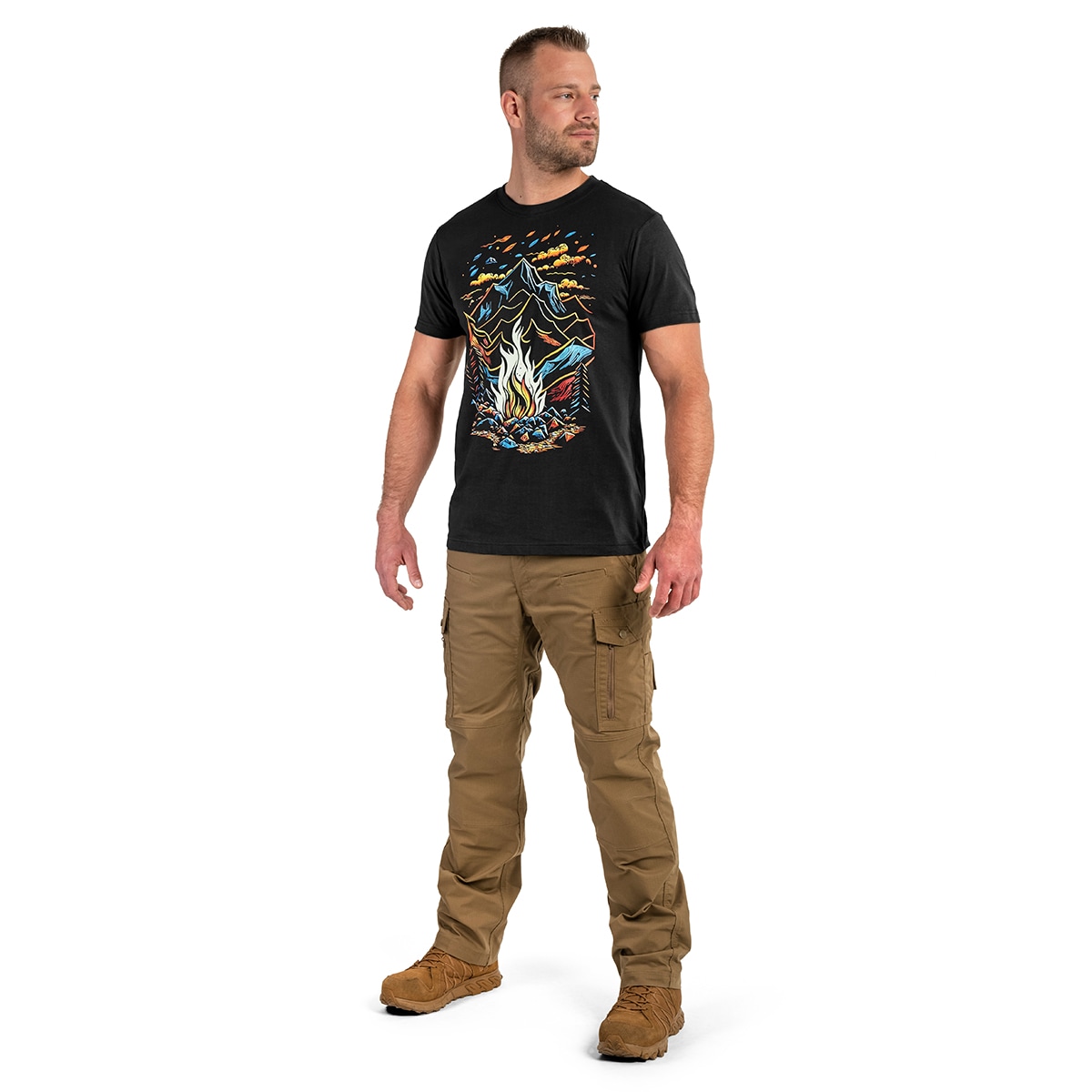 Tricou Voyovnik Foc de tabără Color - Negru