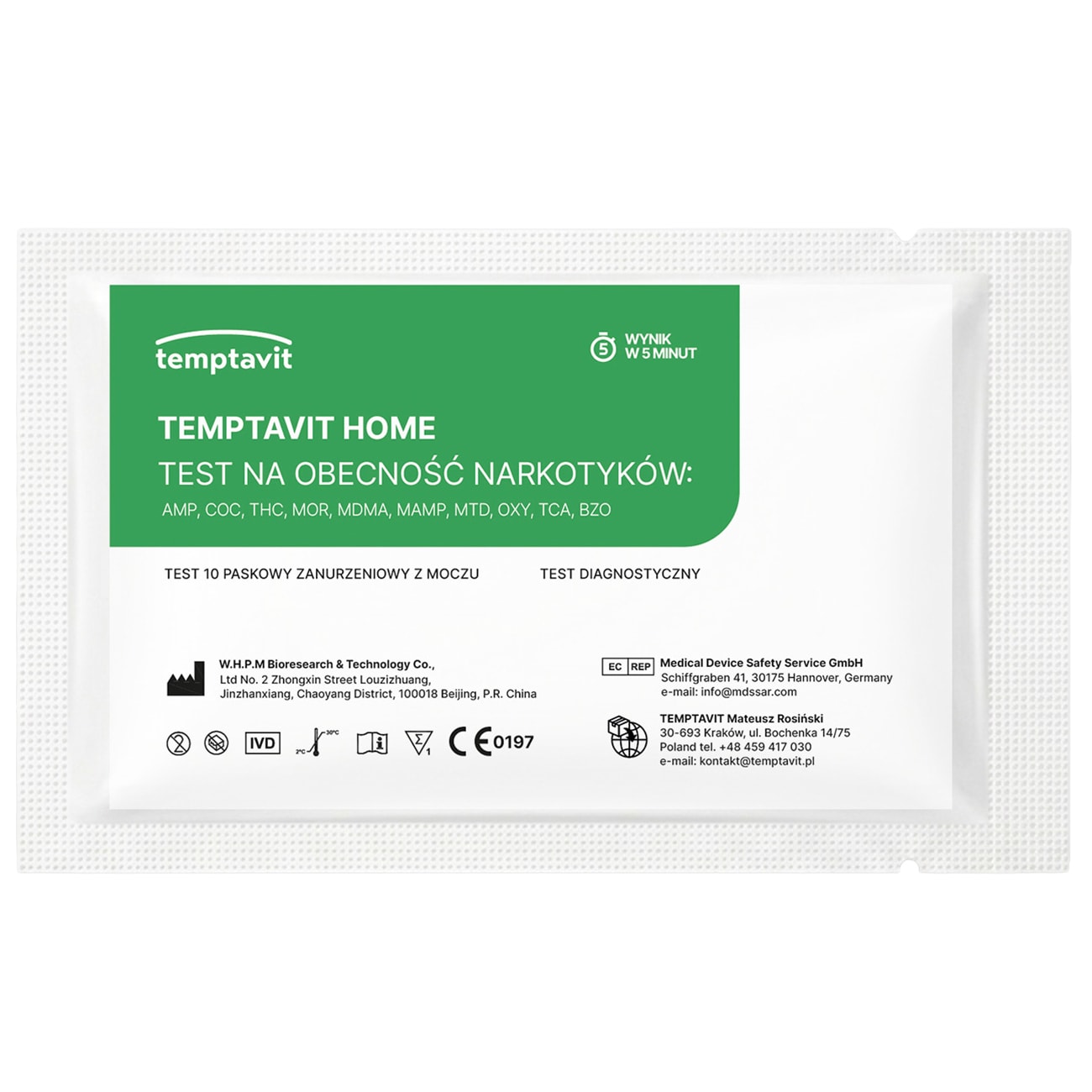 Drug multitest Temptavit pentru droguri și medicamente în urină - 13 substanțe