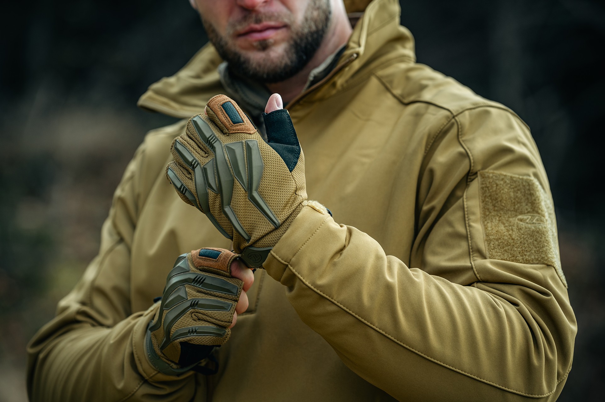 Mănuși tactice Highlander Forces Raptor Gloves Half Finger - Coyote