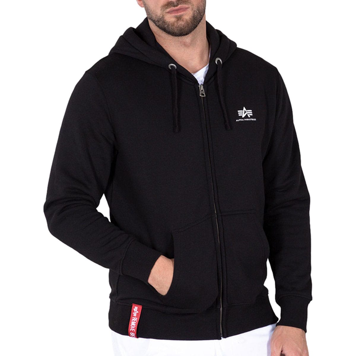 Hanorac Alpha Industries Basic Zip Hoody Small Logo - Black