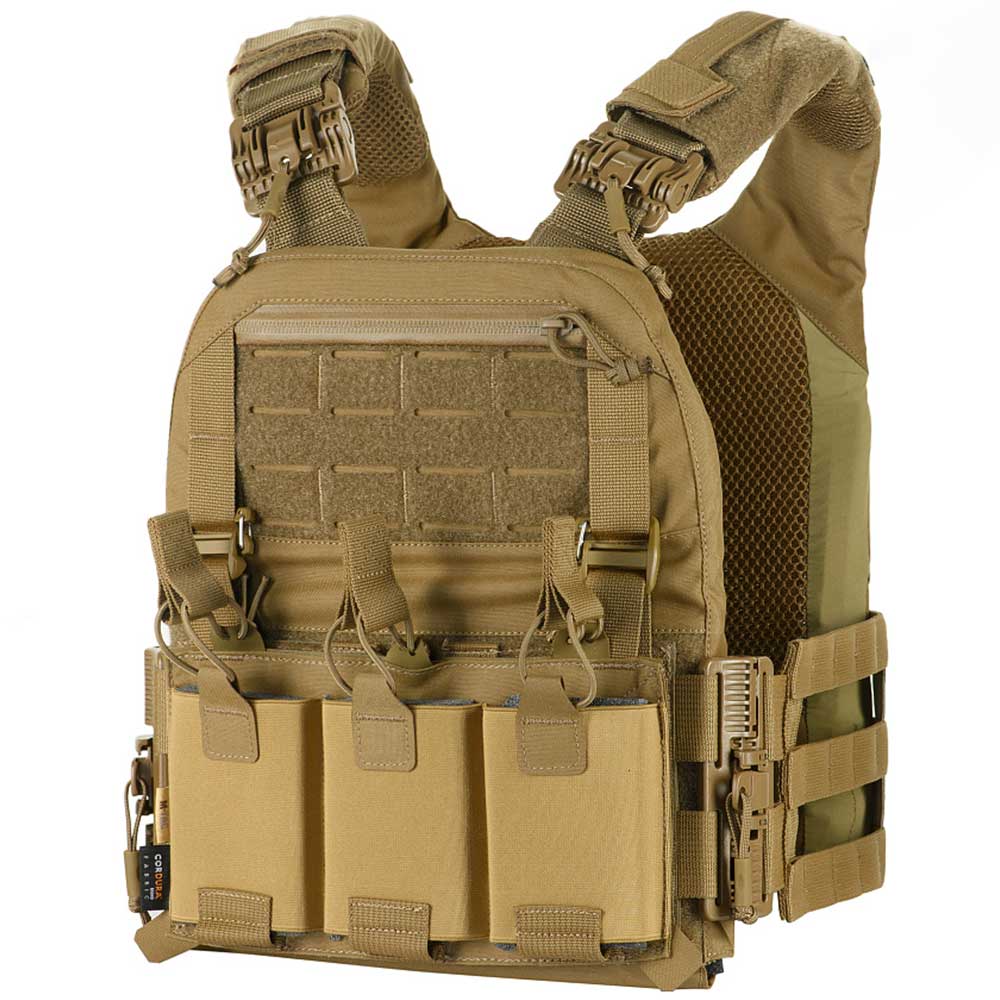 Vestă tactică tip Plate Carrier M-Tac Cuirass Fast QRS - Coyote - pentru plăci balistice Medium