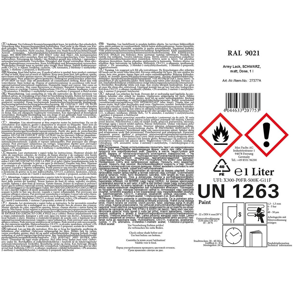 Vopsea militară în cutie MFH 1 l - Black