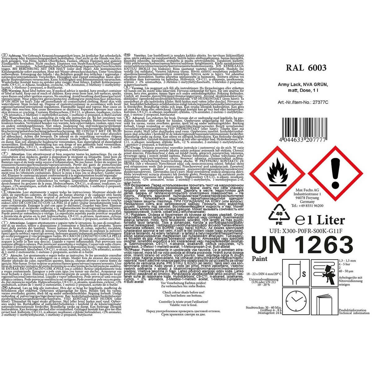 Vopsea militară în cutie MFH 1 l - NVA Green