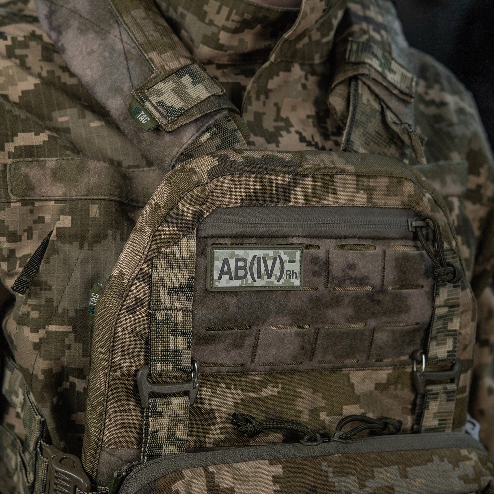 Patch - emblemă M-Tac cu grupa sanguină AB (IV) Rh- PVC - MM14