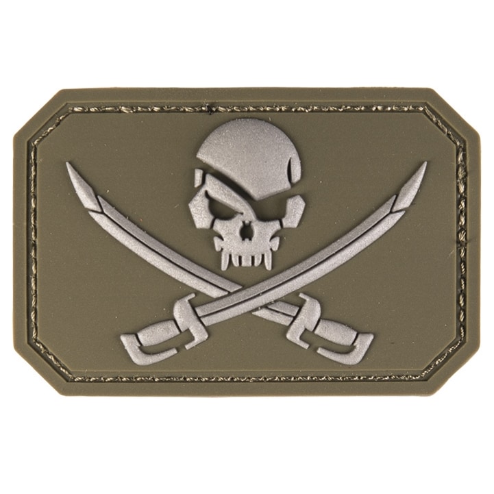 Patch - emblemă Mil-Tec 3D Pirate Skull - Olive