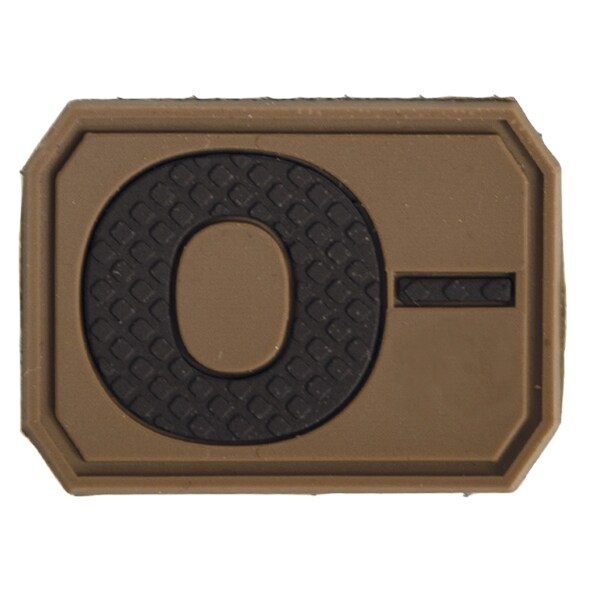 Emblemă Mil-Tec cu grupa de sânge 0- Coyote