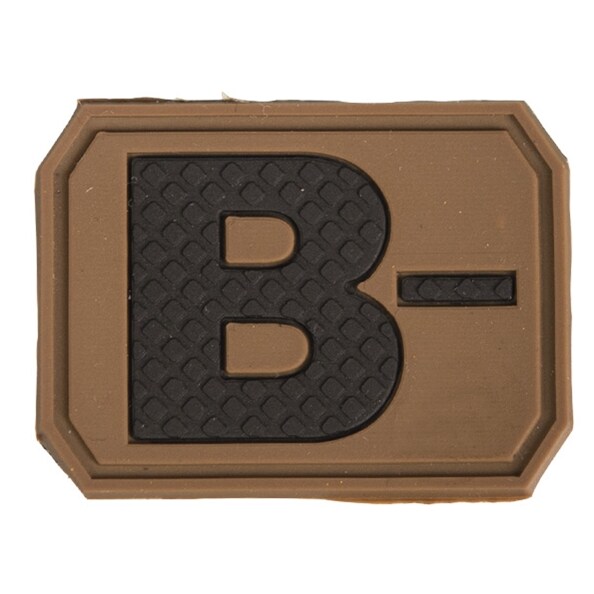 Emblemă Mil-Tec cu grupa de sânge B- Coyote