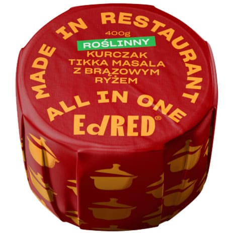 Conservă alimentară Ed Red - Pui vegetal tikka masala cu orez brun 400 g