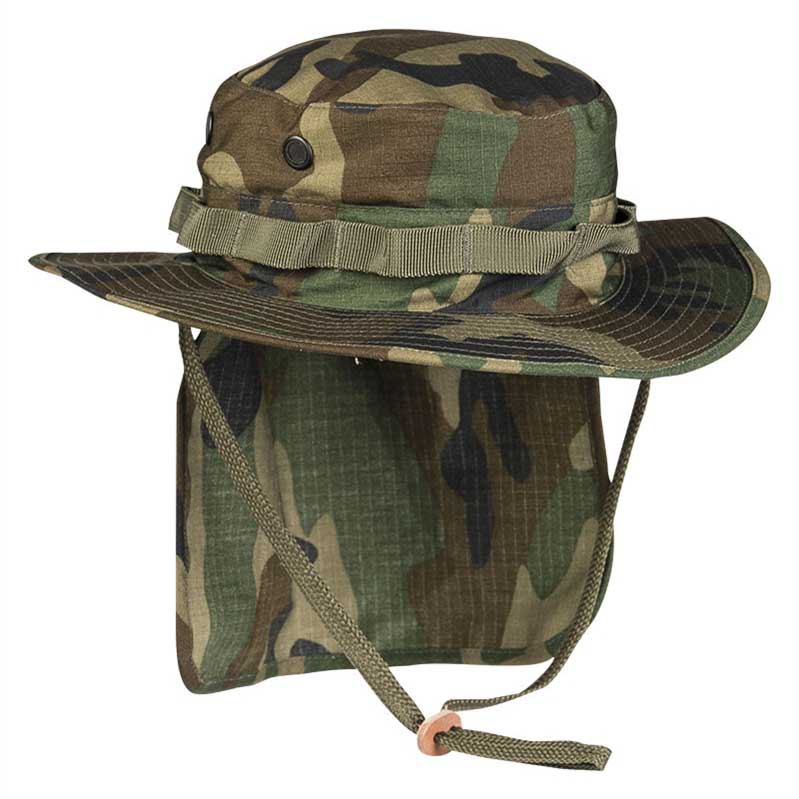 Pălărie Mil-Tec British R/S Boonie with Neck Flap - Woodland