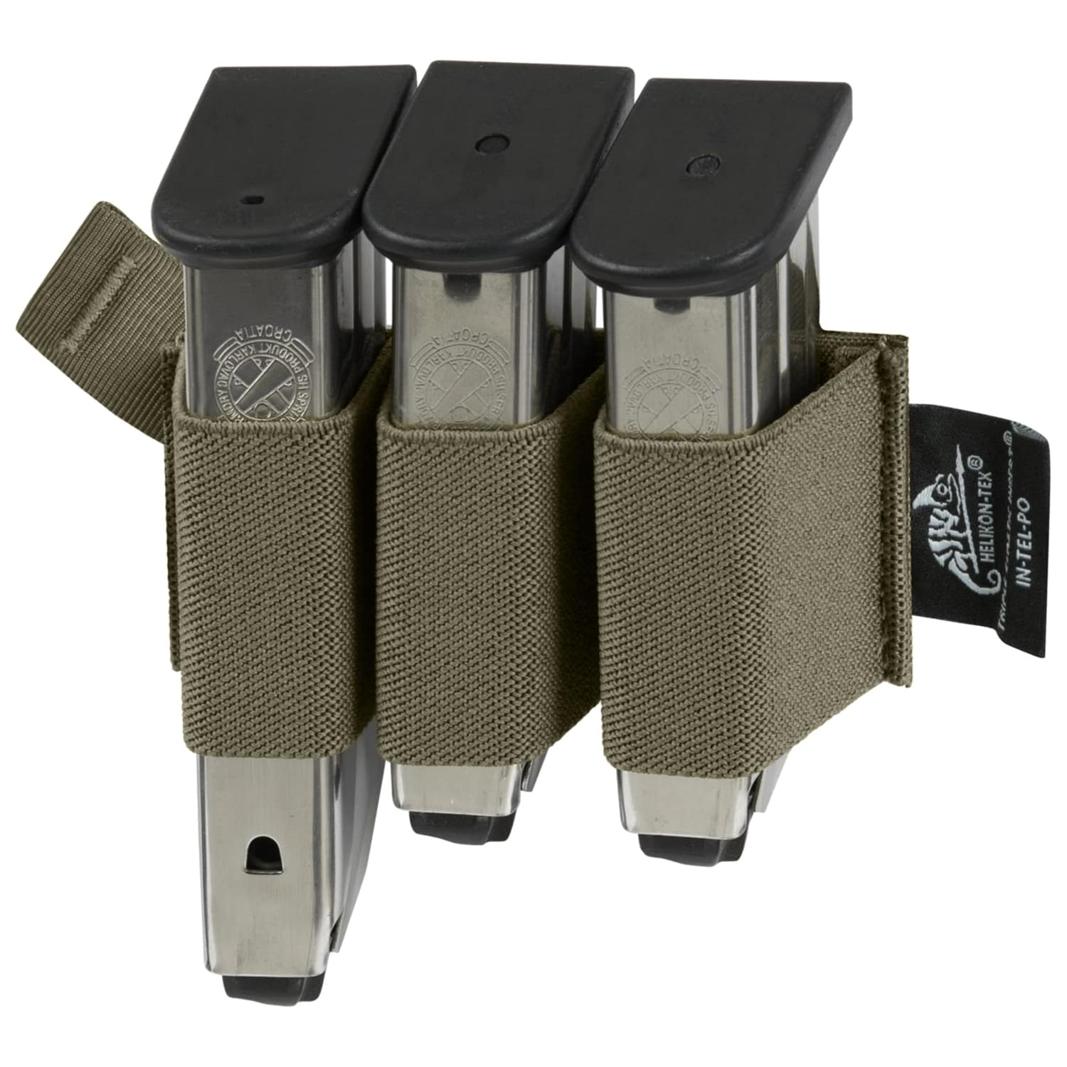 Husă triplă Helikon Triple Elastic Insert pentru încărcătoare mici - Olive Green