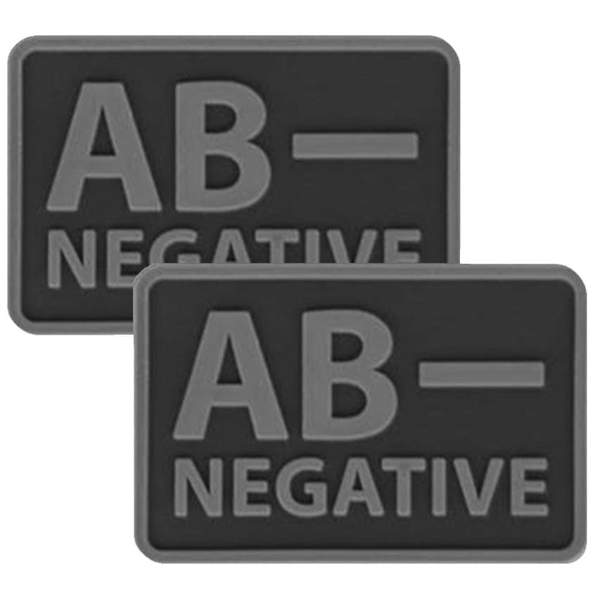 Emblemă PVC Helikon cu grupa de sânge AB/Rh- Neagră - 2 buc.