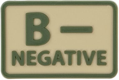 Emblemă cu grupa de sânge B Rh- Kaki- 2 buc.